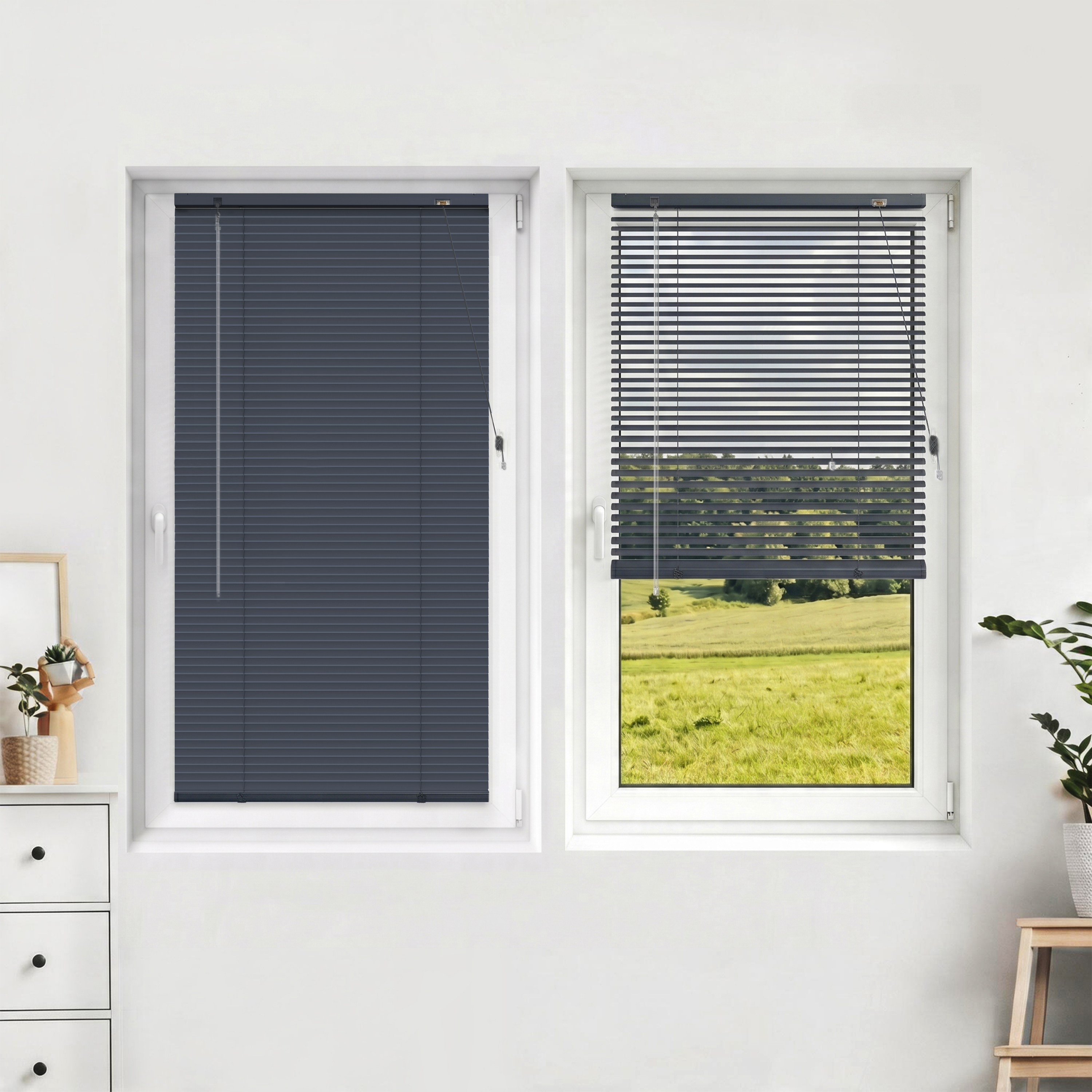 LightLess Prime Aluminium-Jalousie | 25 mm, verdunkelnd, 90 x 130 cm, anthrazitgrau matt
