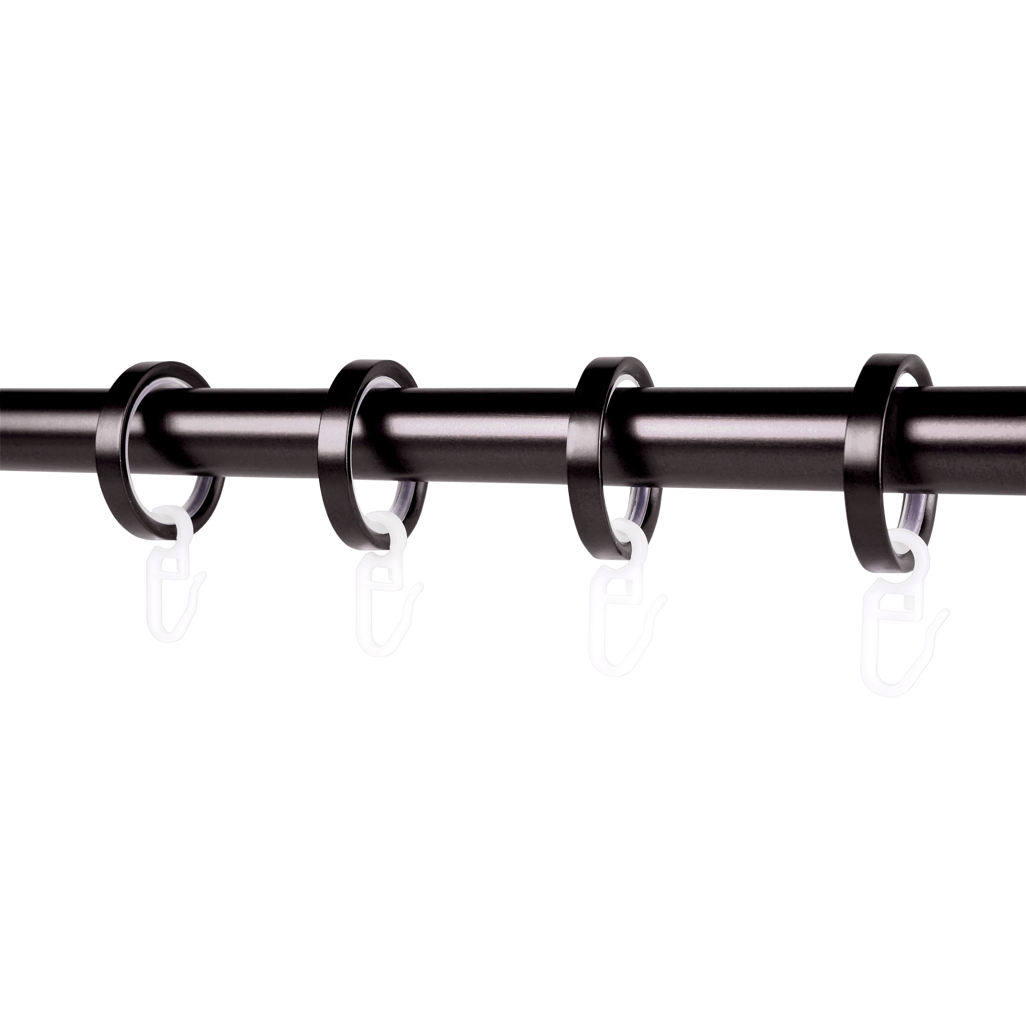 Gardinenstange mit Ringen und Haken zum Aufhängen von Vorhängen
