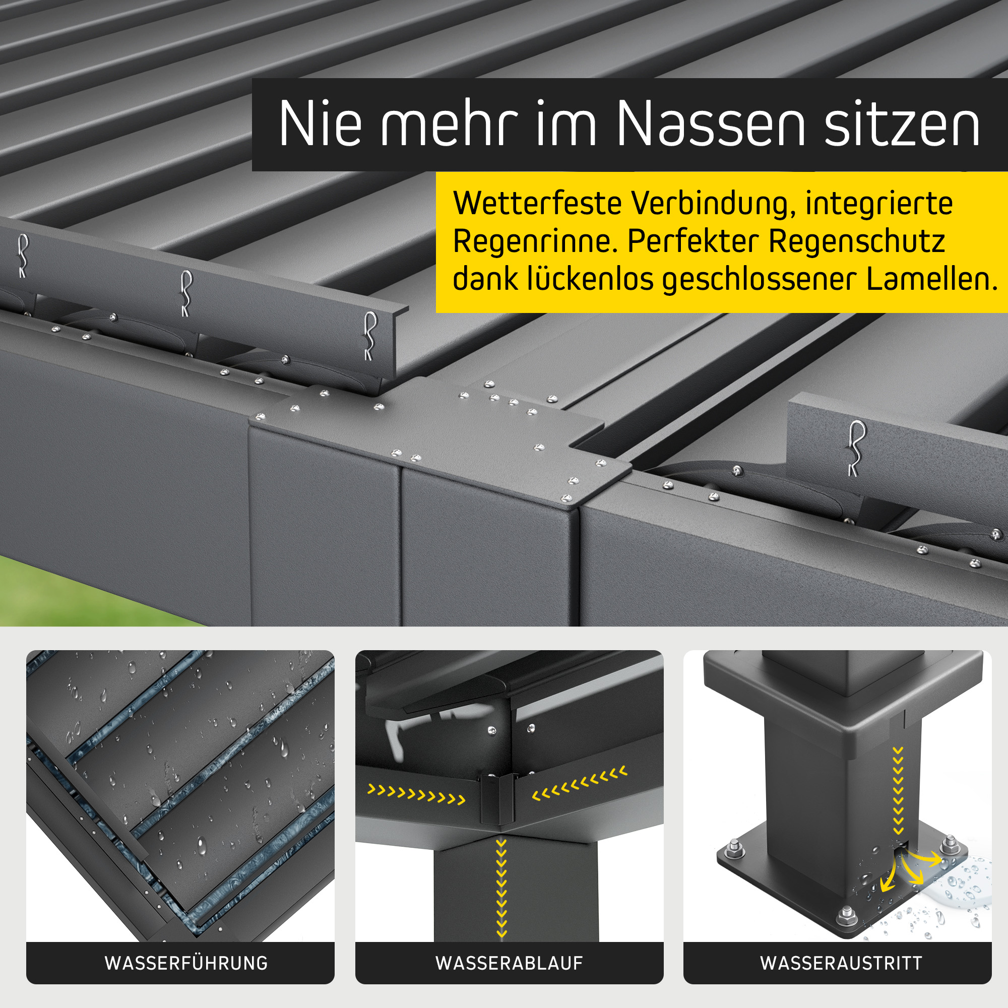 slider_image_019209cb161778ea995ca1a573b60540 Pergola mit Lamellendach, wetterfeste Verbindung, integrierte Regenrinne, Regenschutz
