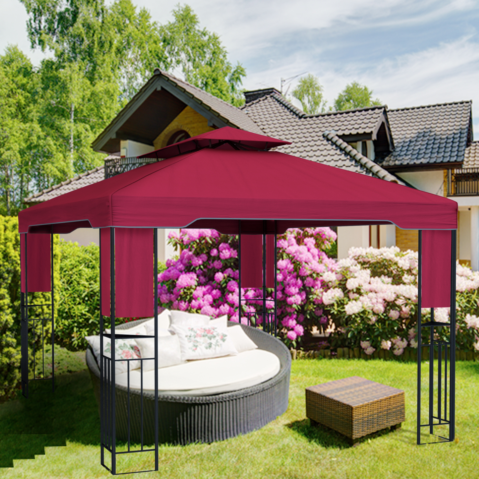 Deluxe Gartenpavillon | 4 x 3 m, bordeaux