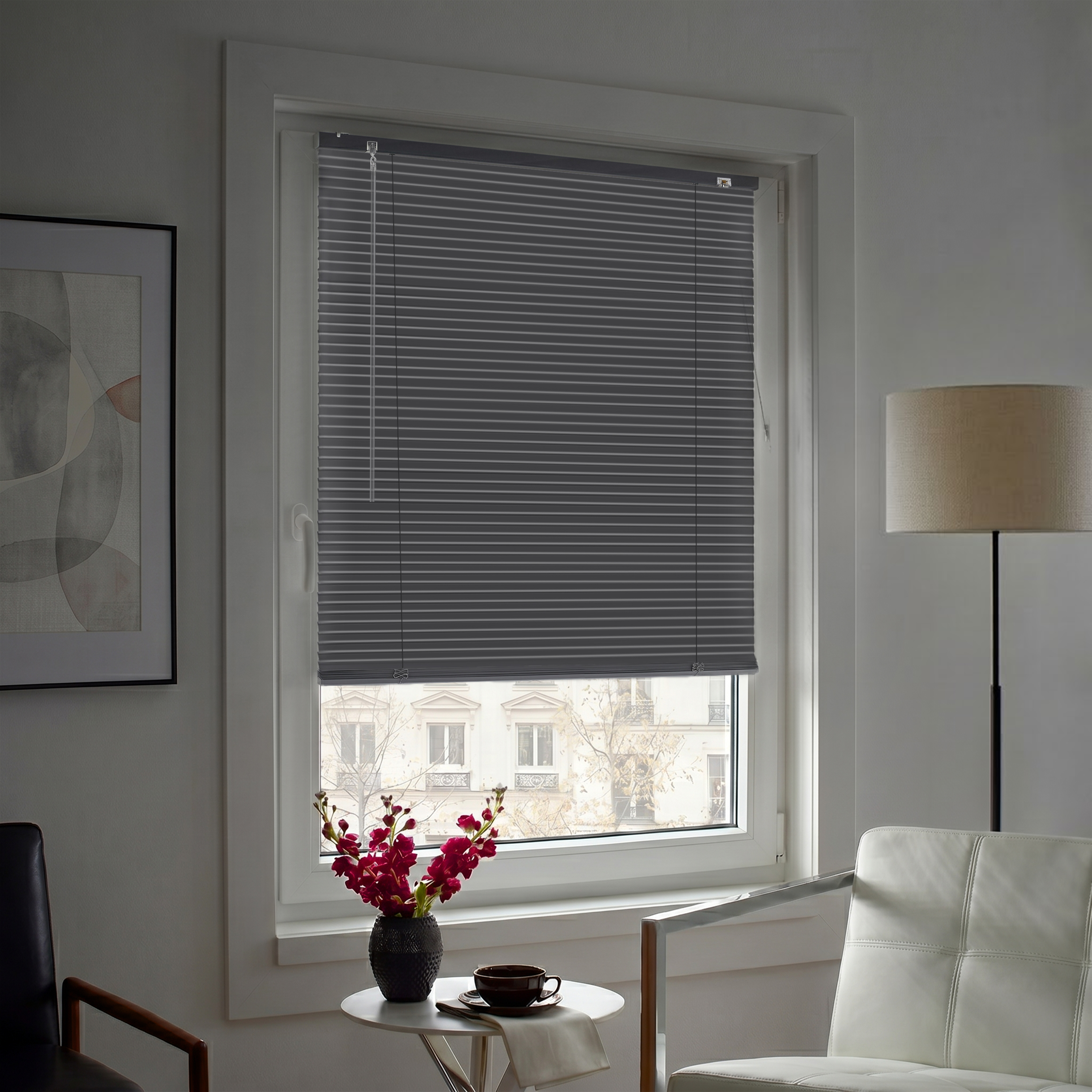 LightLess Prime Aluminium-Jalousie | 25 mm, verdunkelnd, 55 x 150 cm, schiefergrau matt