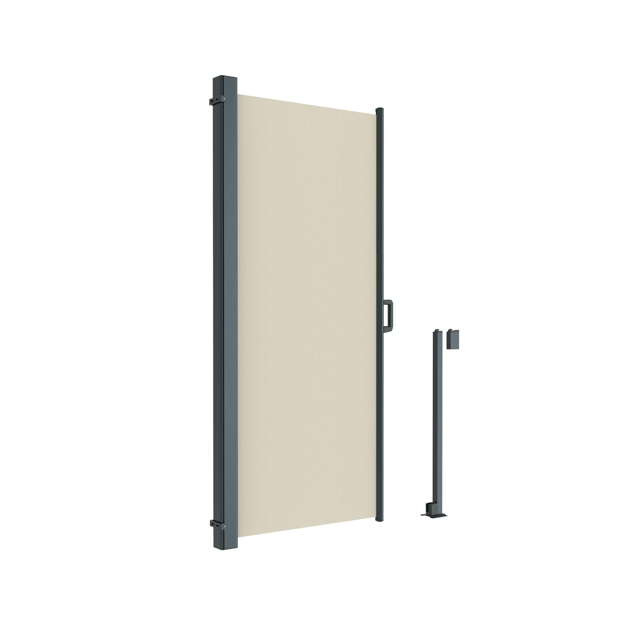 Seitenzugmarkise mit Halterung und Griff für Sonnenschutz und Sichtschutz