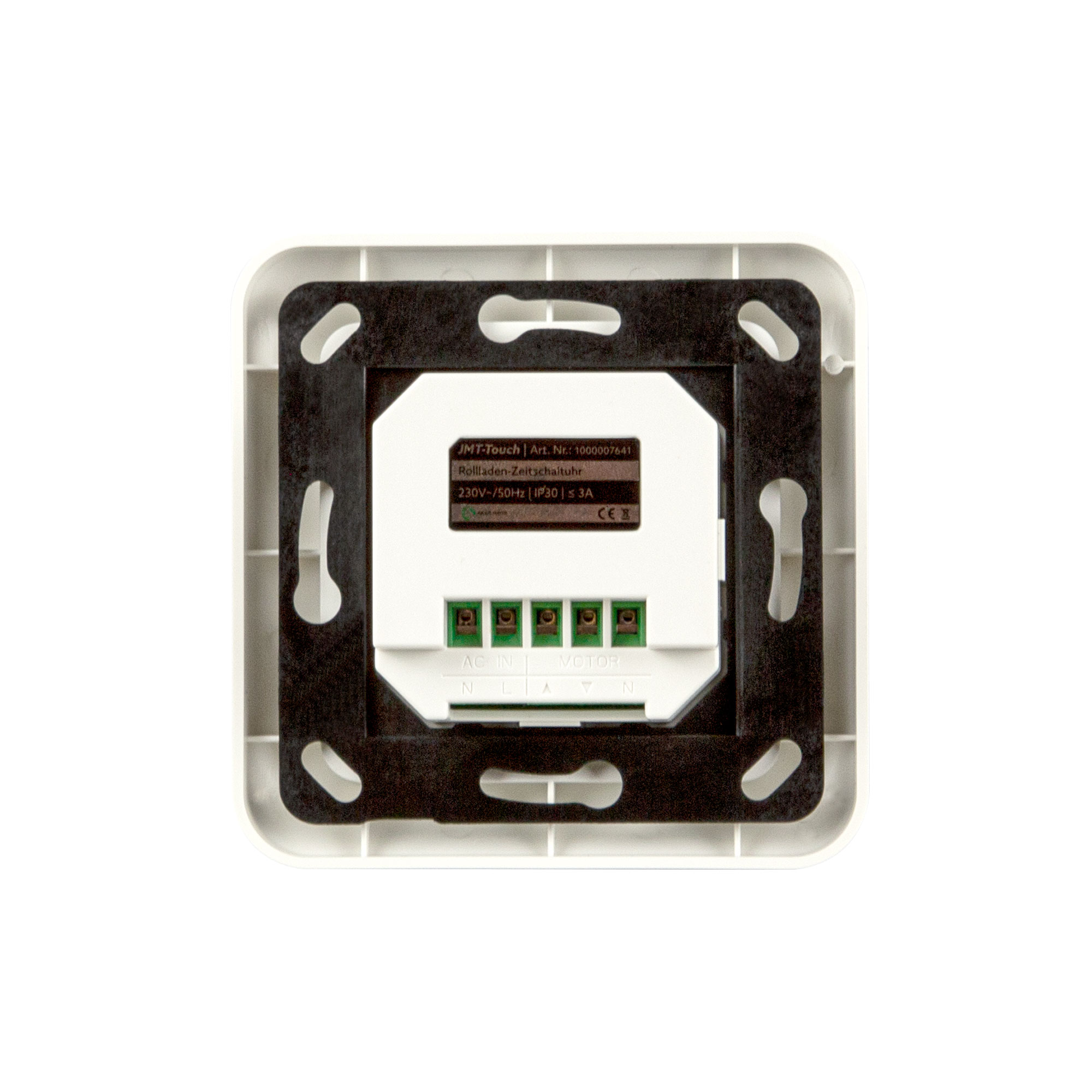 slider_image_0190c4826ee17dbab3010f87e1261b58 Zeitschaltuhr mit Touch-Display und Anschlussklemmen, quadratische Form, Rückansicht