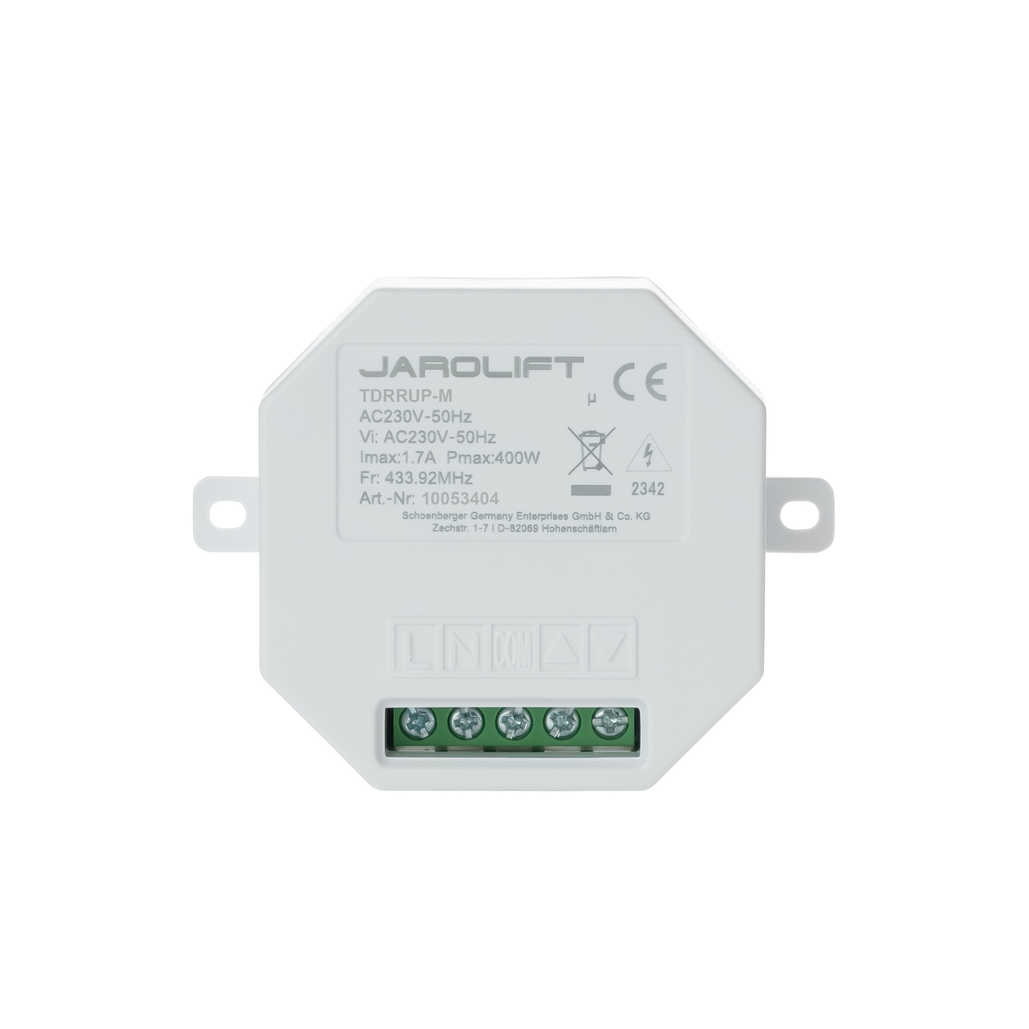 slider_image_0193493918f27a488fb9f4478e76a230 Funkempfänger für Markisenmotoren mit Anschlussklemmen und Beschriftung auf der Vorderseite