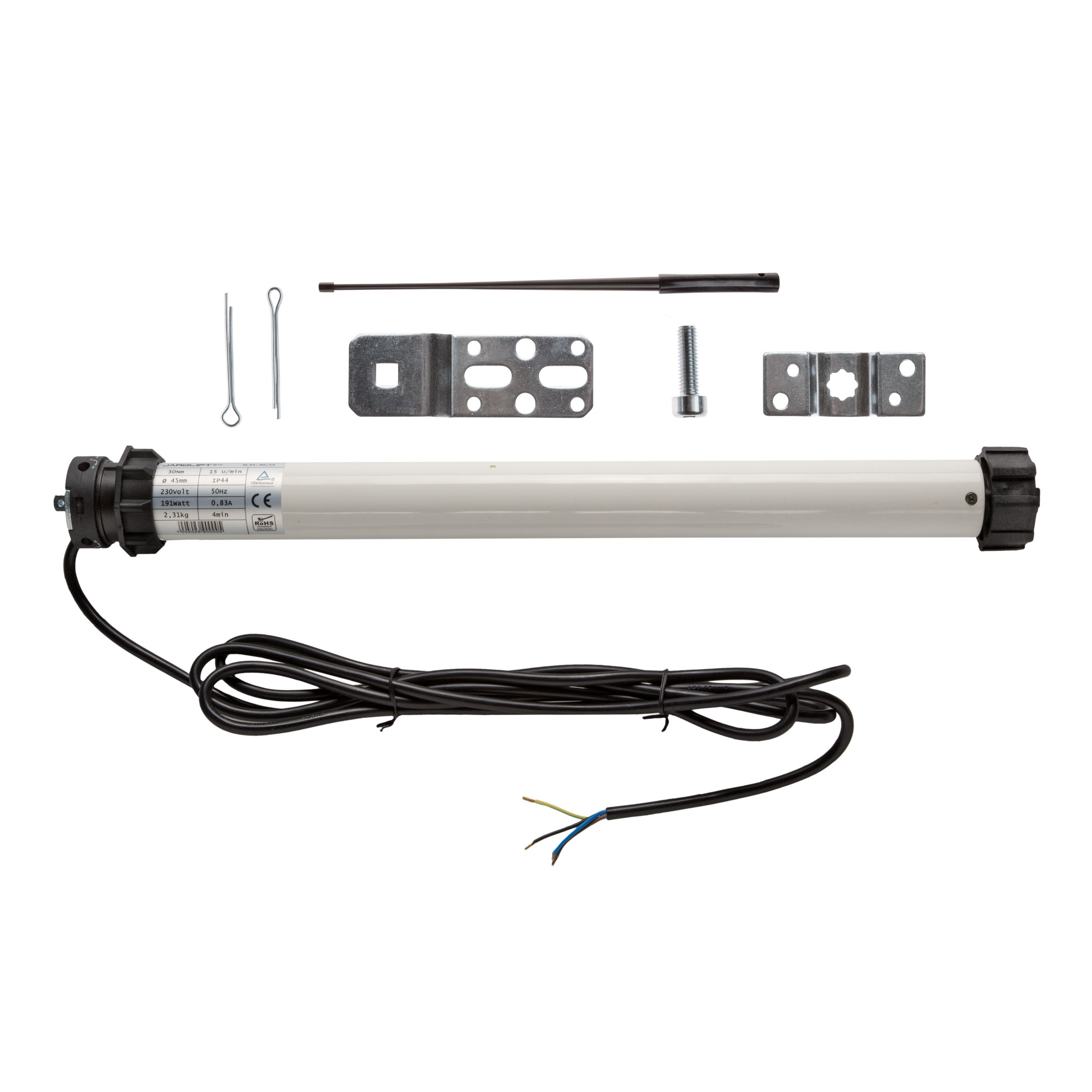 slider_image_0192af03ccdc77baacaf1aed0bdc84dd Markisenmotor mit Zubehörteilen wie Kabel, Halterungen und Stangen für Montage und Betrieb