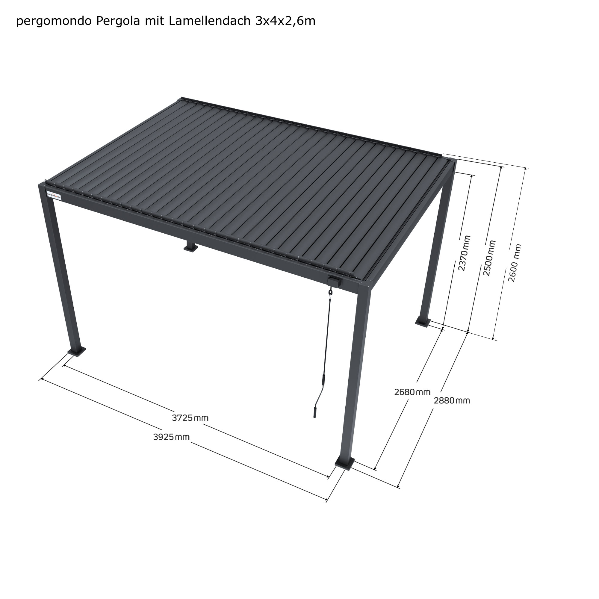 Pergola mit verstellbarem Lamellendach und stabiler Rahmenkonstruktion
