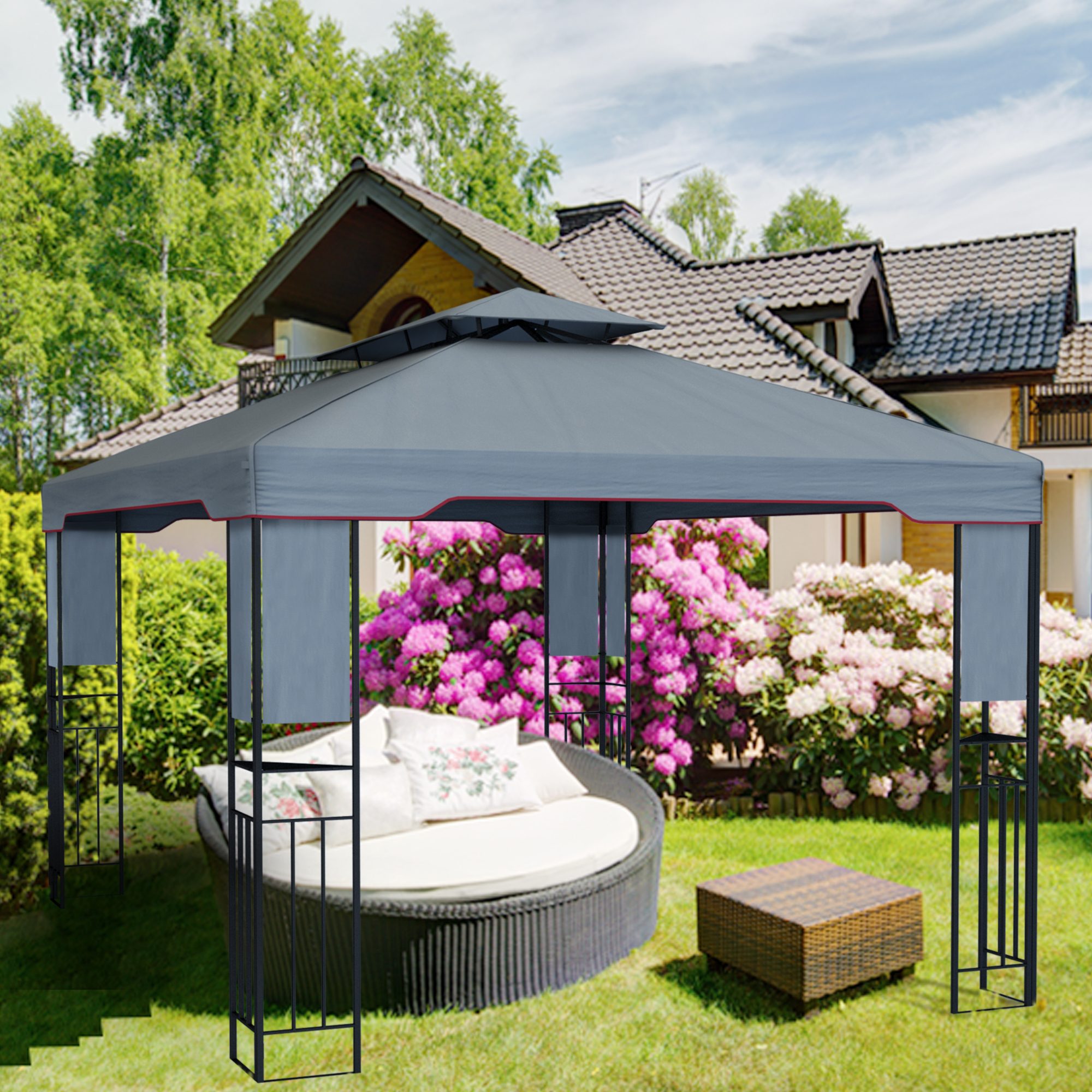 Deluxe Gartenpavillon | 4 x 3 m, anthrazit