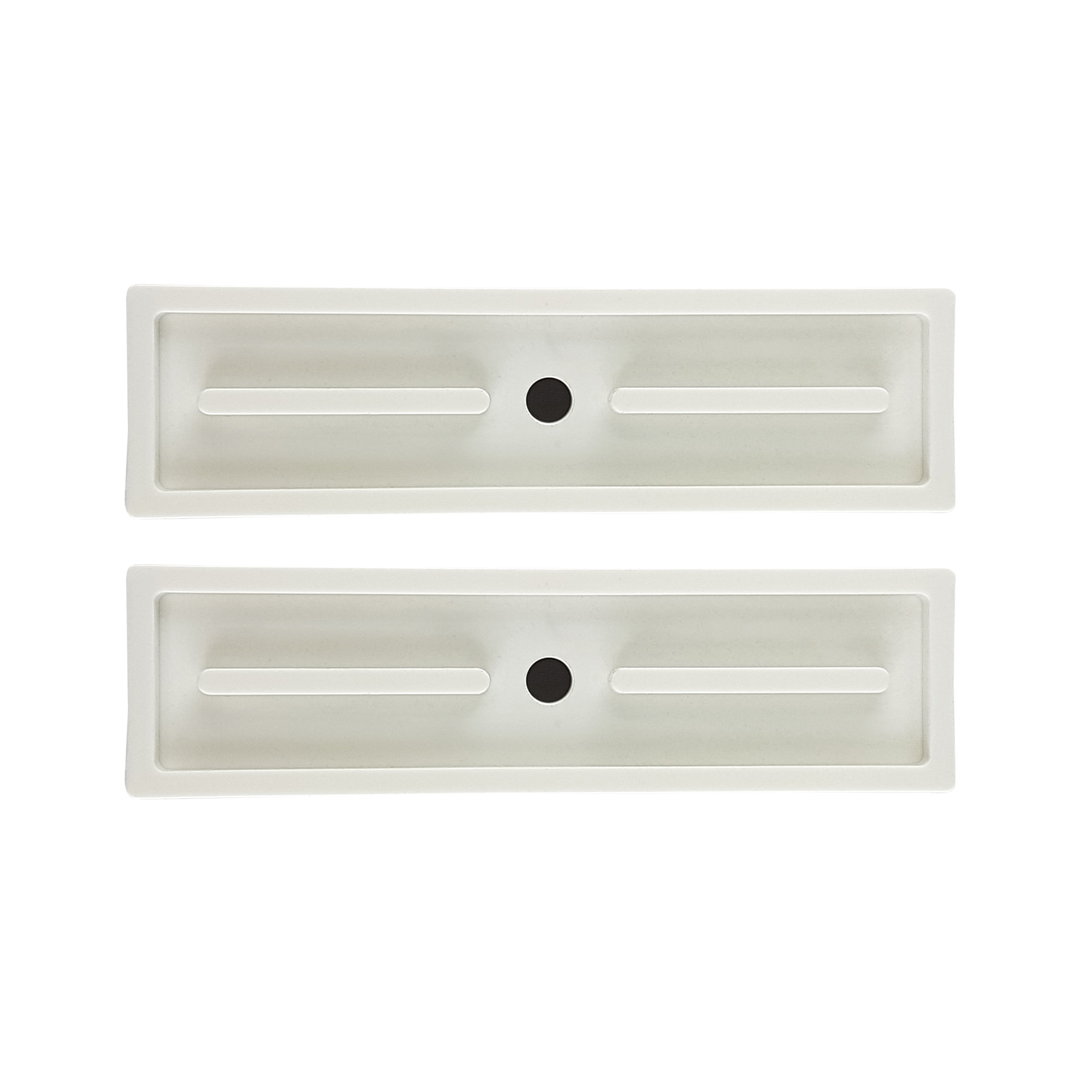 slider_image_0193204fddd271e3b19f9b4f6bfd9d70 Zwei rechteckige Verschlusskappen mit zentralem Loch für Rollladen-Führungsschienen