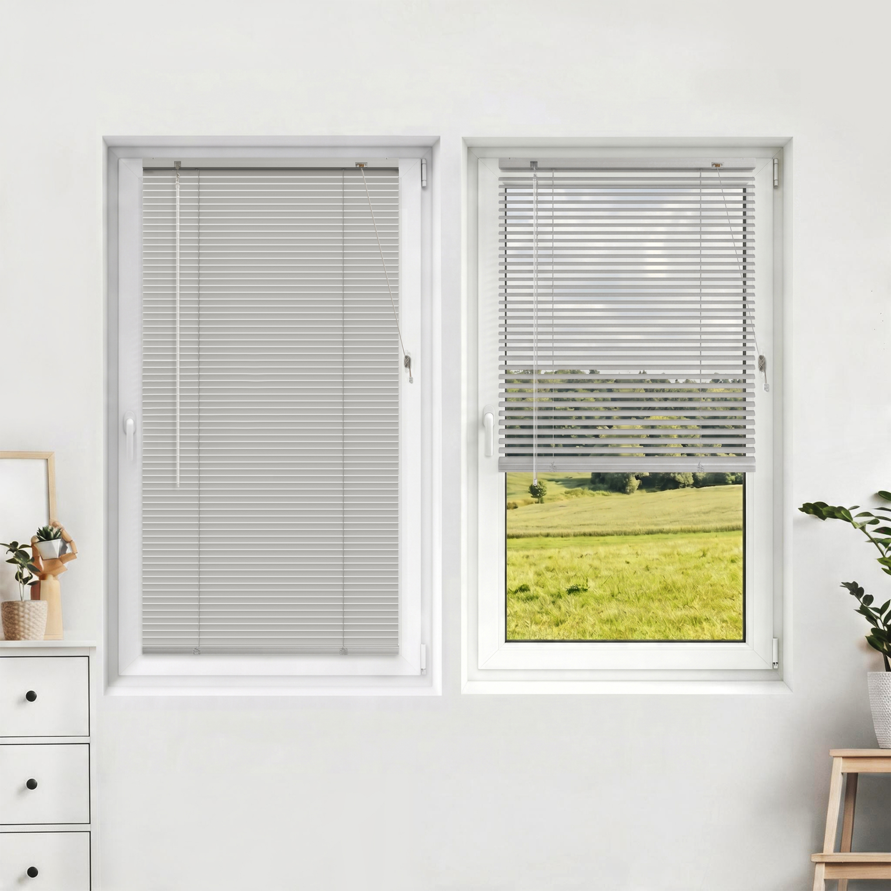 LightLess Prime Aluminium-Jalousie | 25 mm, verdunkelnd, 50 x 200 cm, pfefferweiß-beige matt