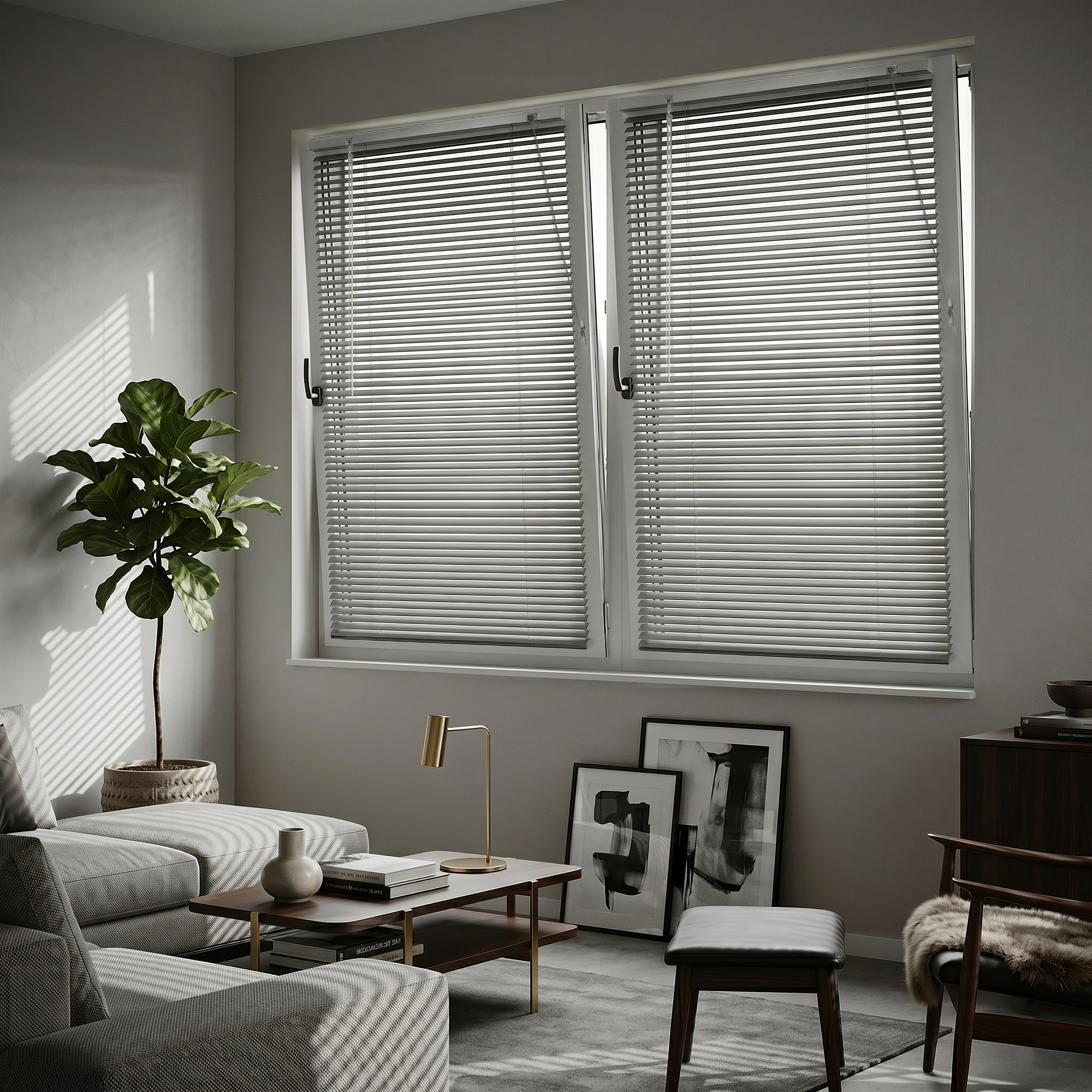 LightLess Prime Aluminium-Jalousie | 25 mm, verdunkelnd, 50 x 130 cm, silber matt