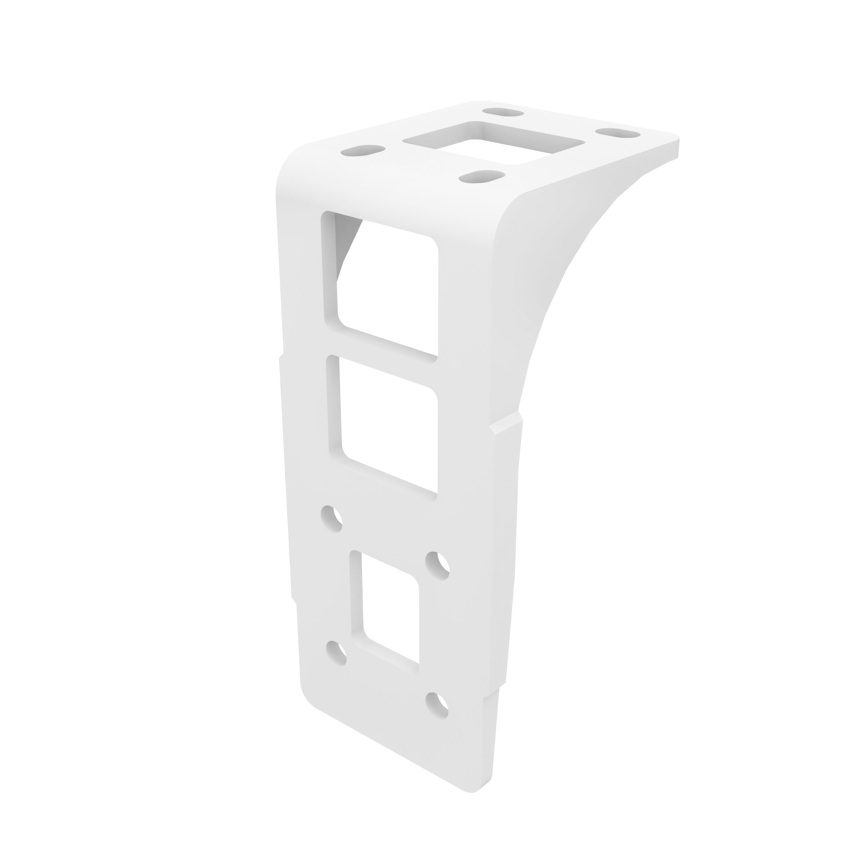 Halterung für Kassettenmarkise Quadris LED mit rechteckigen Aussparungen und Befestigungslöchern