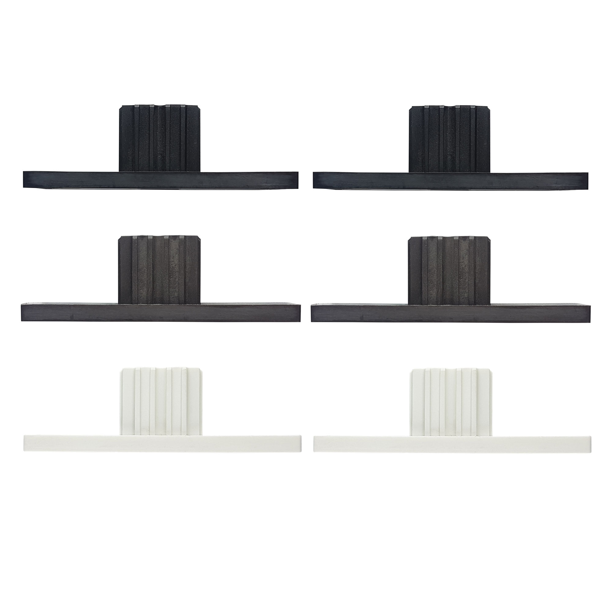 Verschlusskappe für Rollladen-Führungsschienen mit rechteckiger Basis und geriffeltem Aufsatz