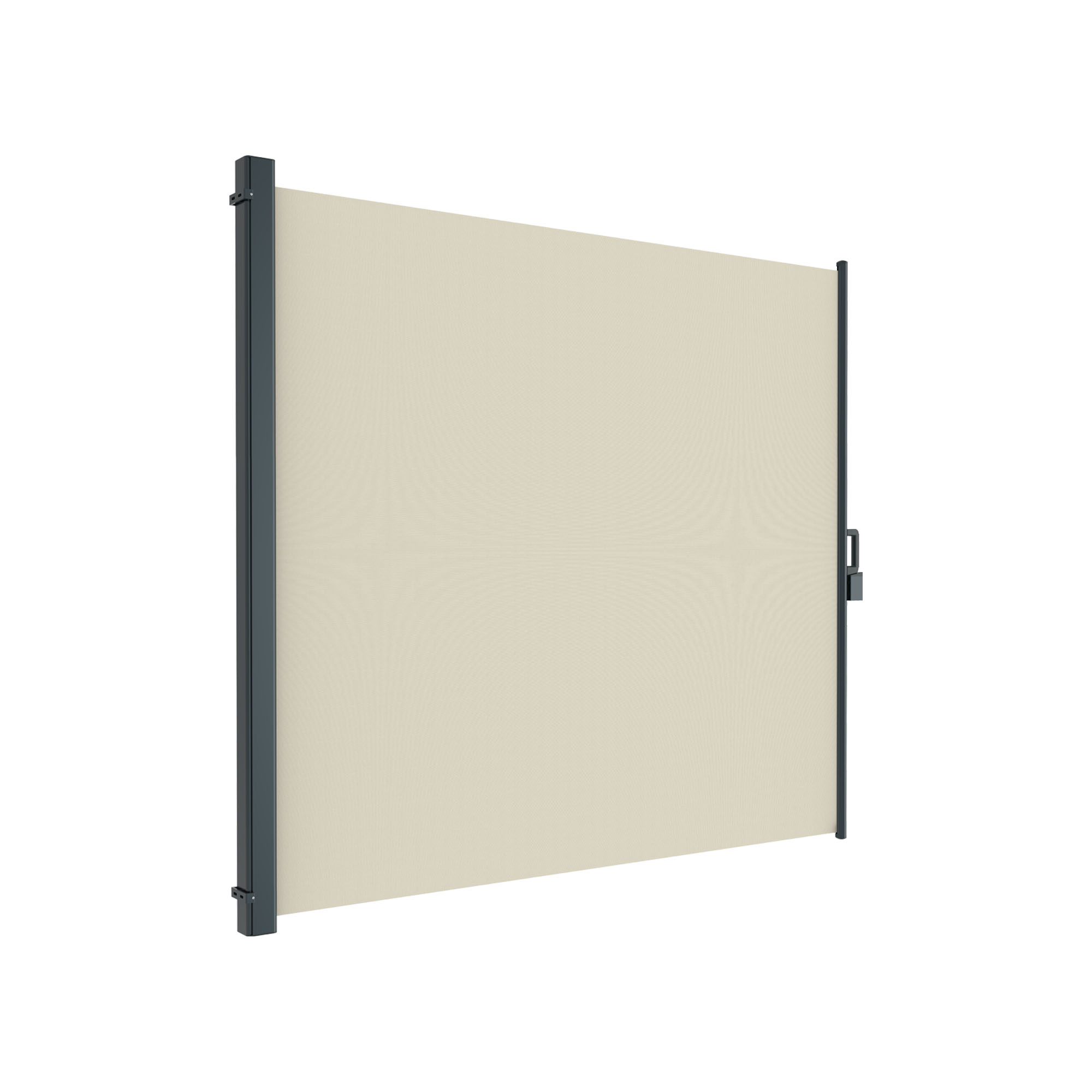 Seitenzugmarkise mit Halterung und Griff, geeignet für Sicht- und Sonnenschutz