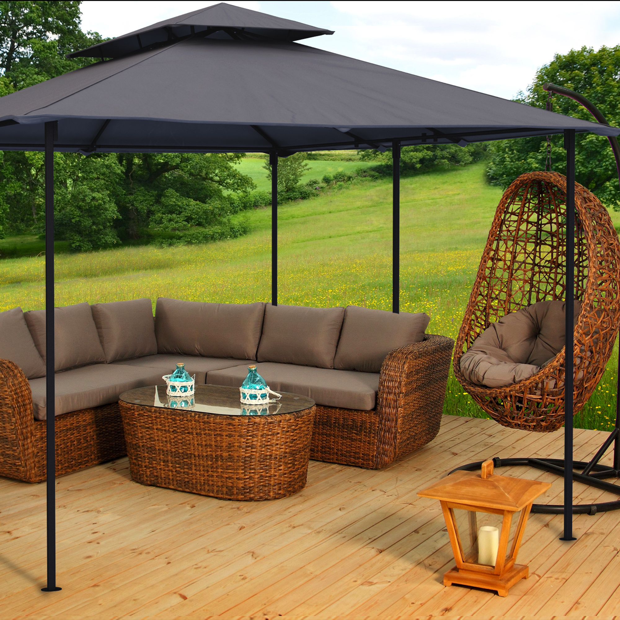 Comfort Gartenpavillon | 4 x 3 m, anthrazit + Wände