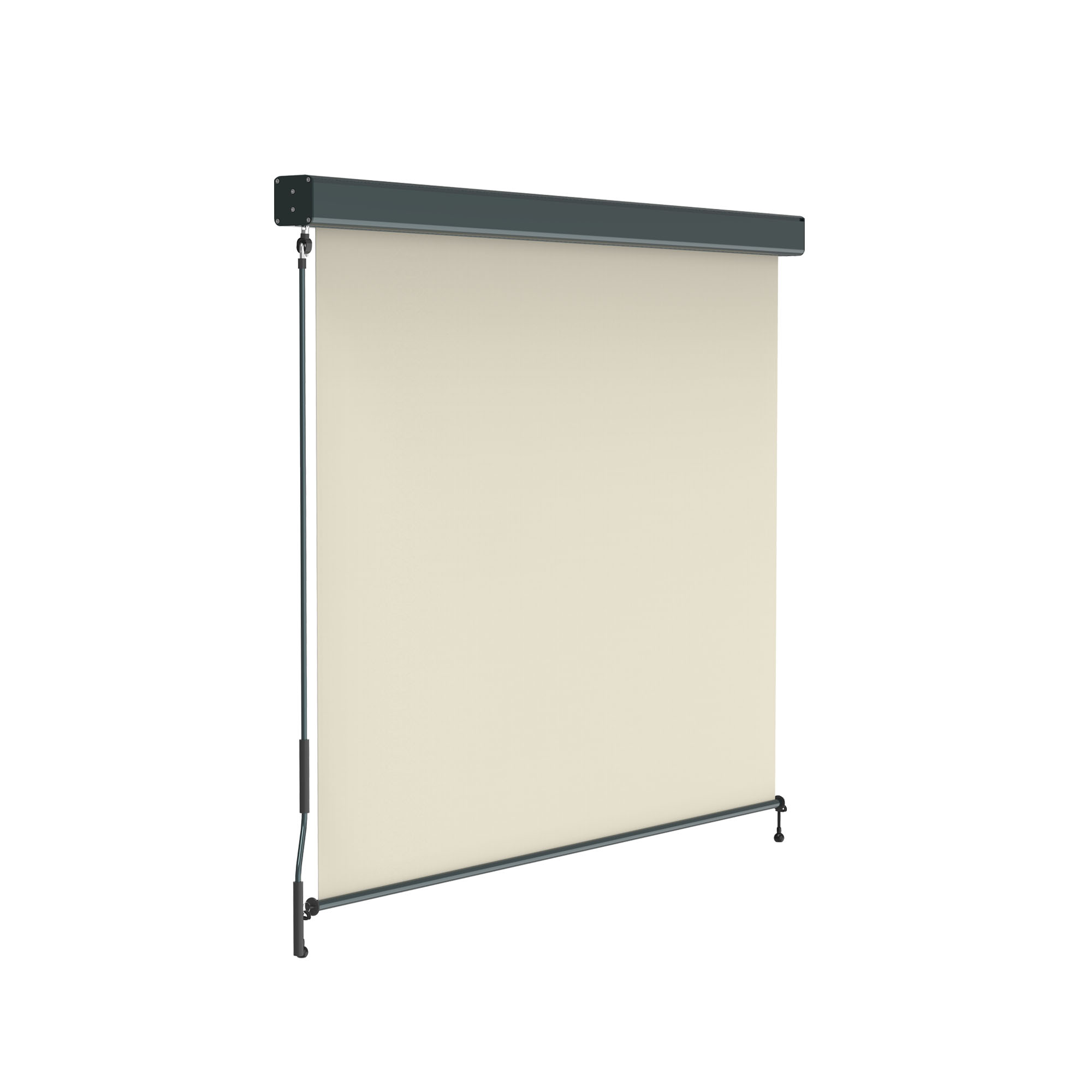 slider_image_ff43d15538c74a72979eb93a6e02a0ed Außenrollo mit Kassette und Kurbel, vertikal ausgerichtet, zur Beschattung von Fenstern