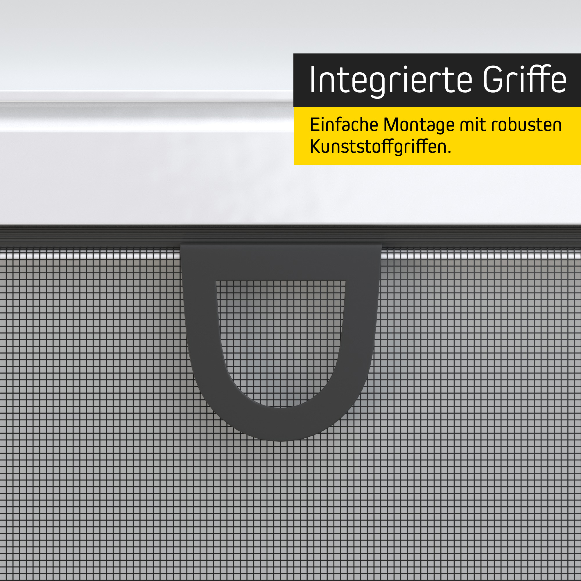 Insektenschutz-Spannrahmen mit integriertem Griff für einfache Fensterinstallation