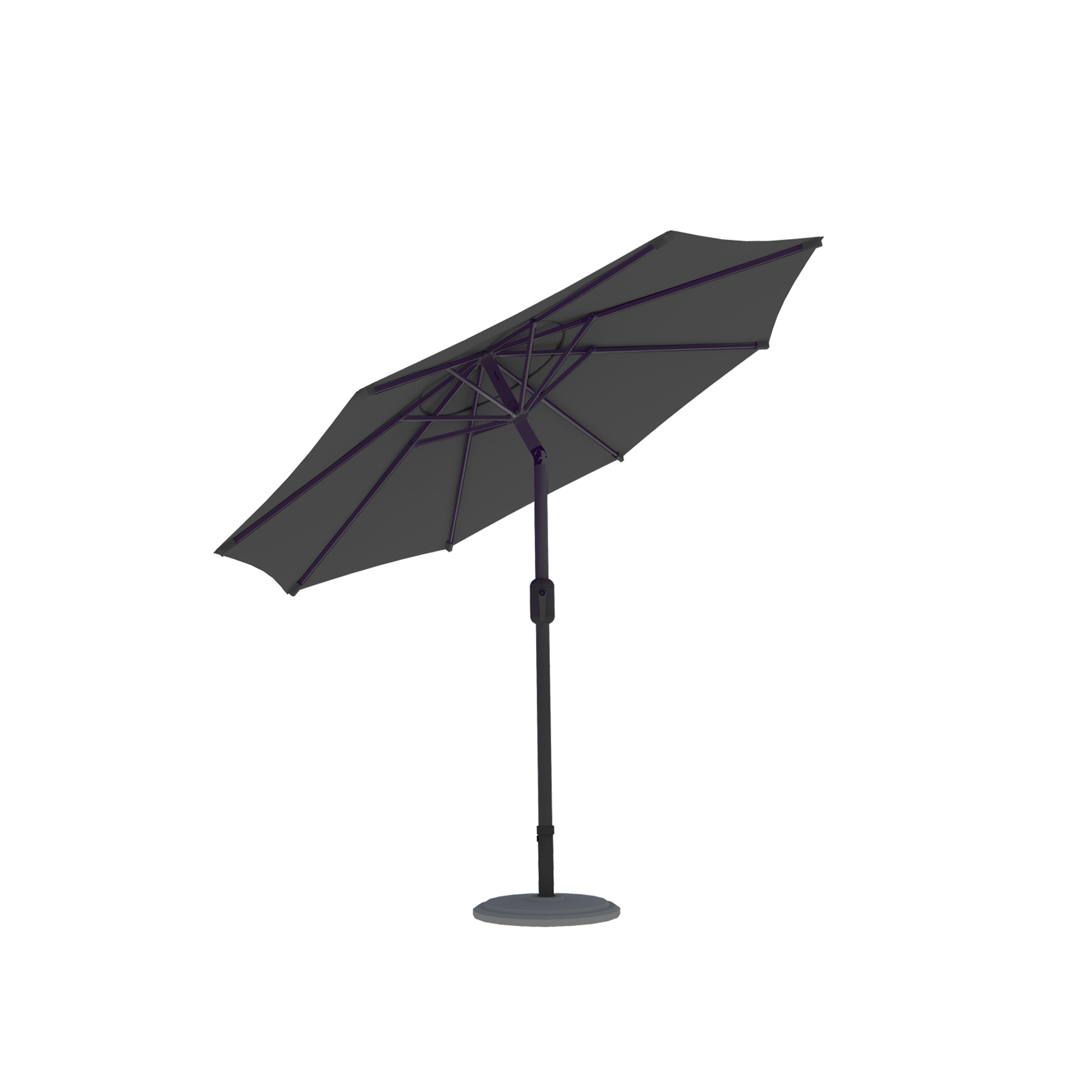 Quadratischer Sonnenschirm mit stabilem Standfuß und verstellbarem Mast