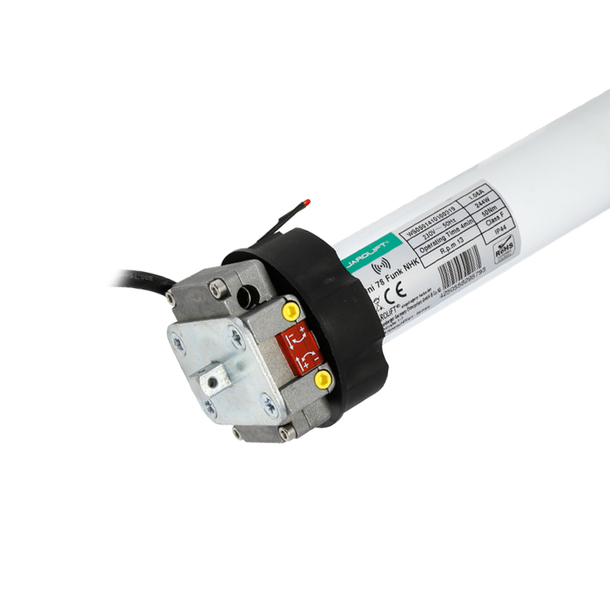 slider_image_01931a32eae37d648a2ccac30fcf3914 Funk-Markisenmotor für Gelenkarmmarkisen mit Anschlusskabel und Beschriftungsetikett