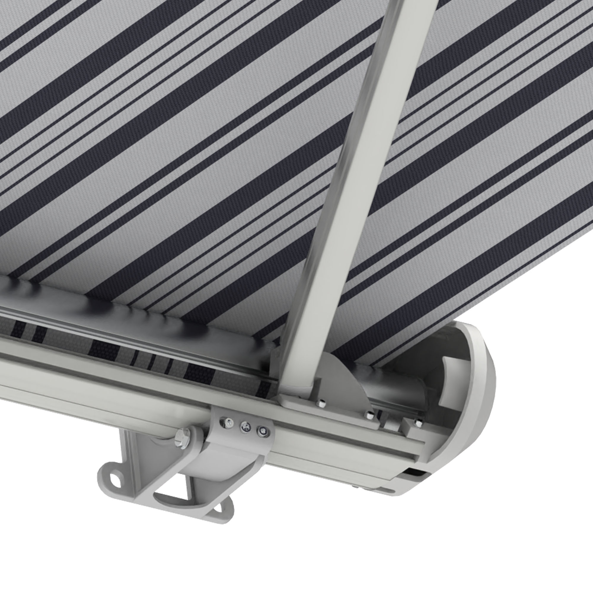 Kassettenmarkise Curve 2000 mit strukturiertem Tuch und stabiler Halterung