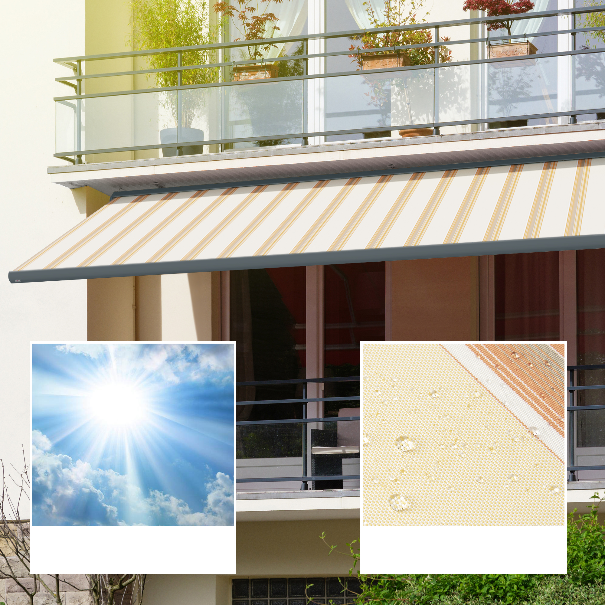 slider_image_0192903d2c207fd58ce4413acb17ad3d Kassettenmarkise Curve 2000 an einem Balkon, wetterfest und wasserabweisend