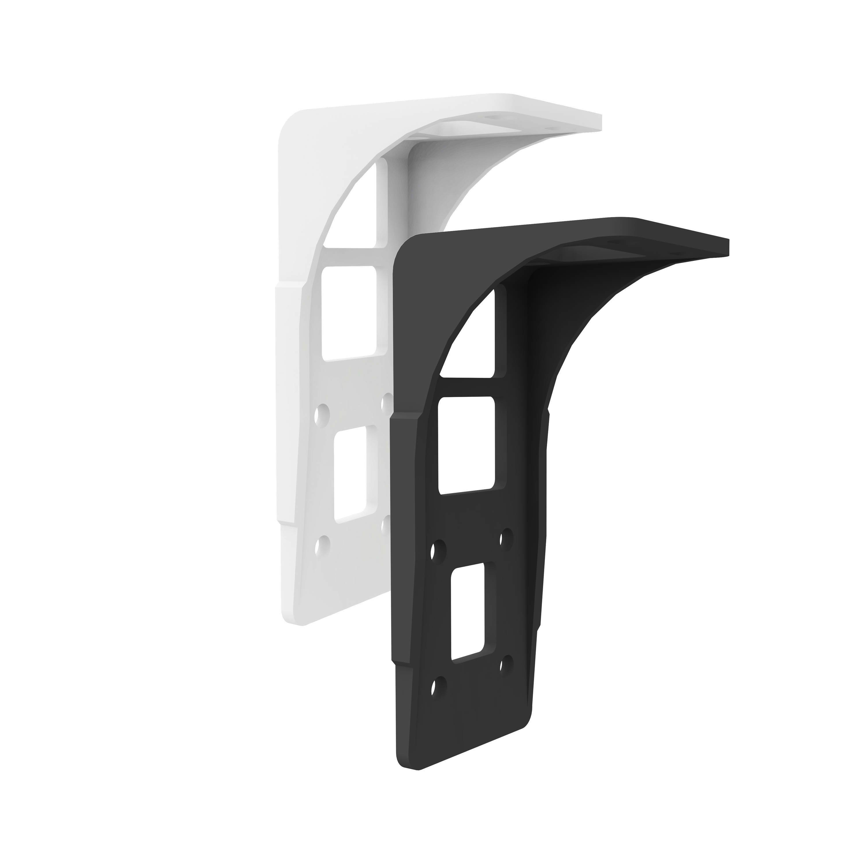 Halterung für Kassettenmarkise Quadris LED mit rechteckigen Aussparungen und Befestigungslöchern