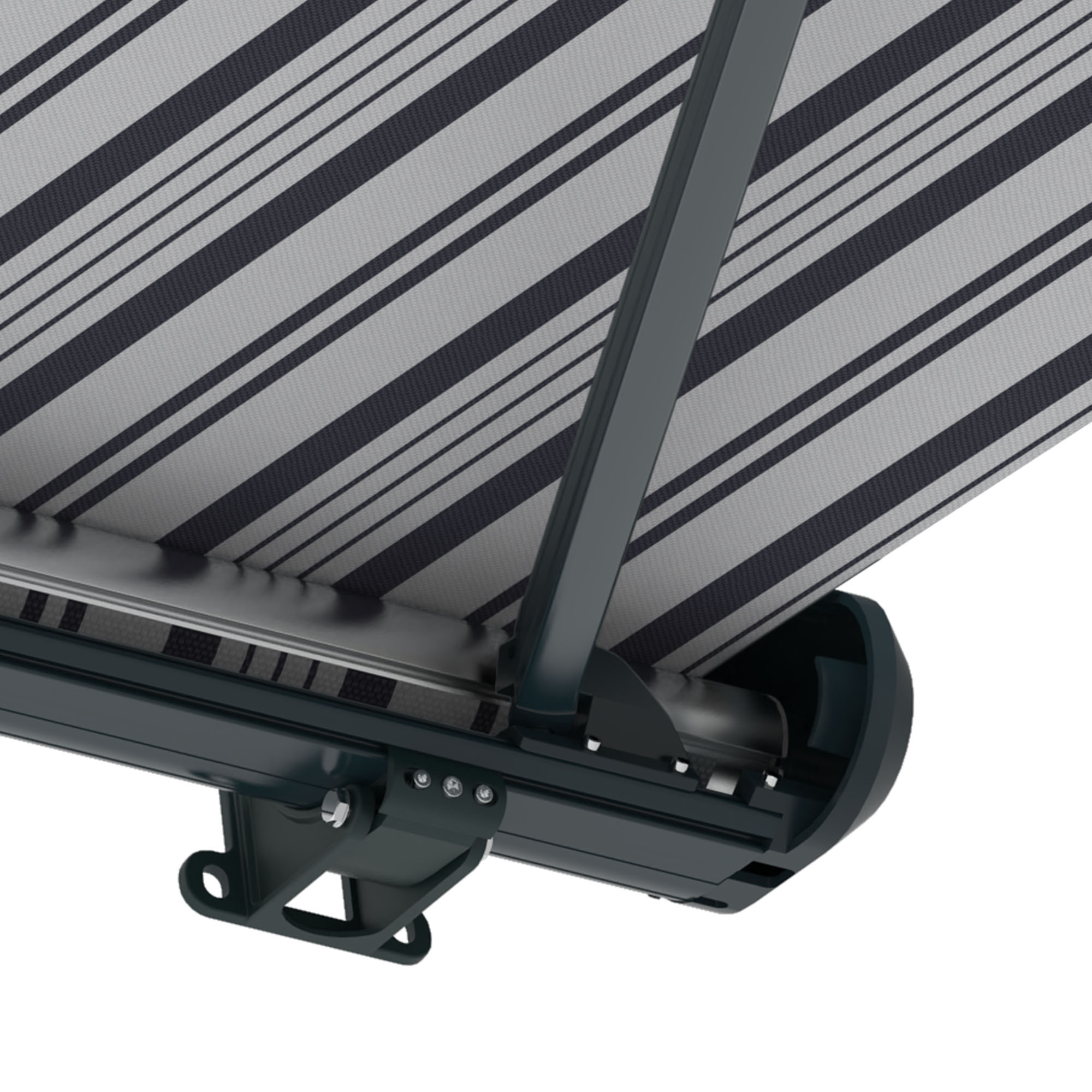 Kassettenmarkise Curve 2000 mit strukturiertem Tuch und stabiler Halterung