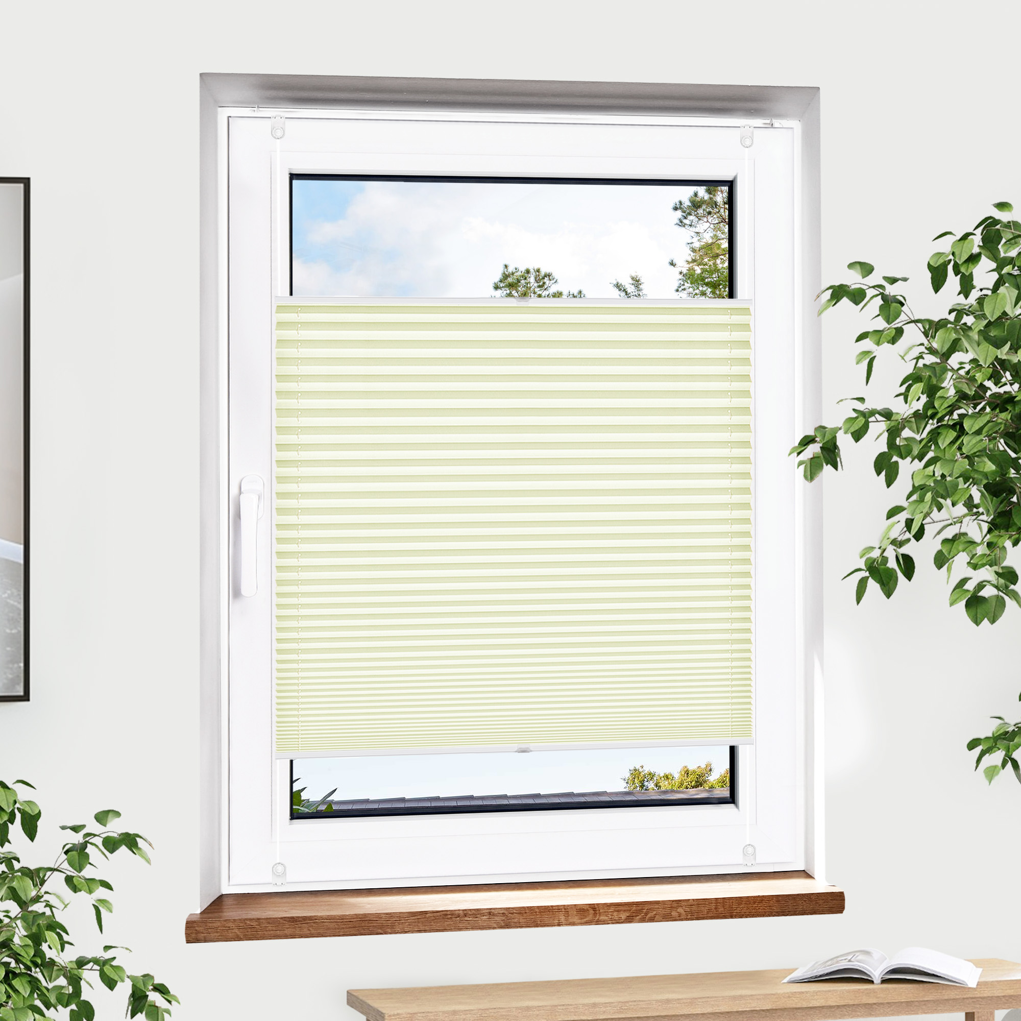 Pure Plissee | Premium, Polyester-Stoff, 50 x 120 cm, creme