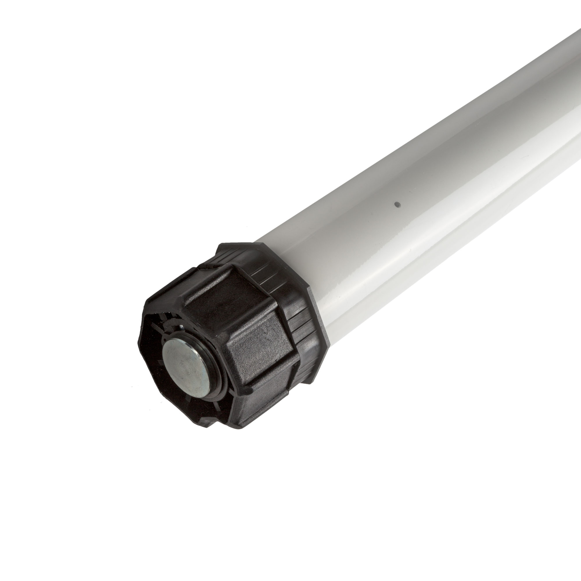 Markisenmotor SL mit zylindrischem Gehäuse und Befestigungselementen für Markisenantrieb