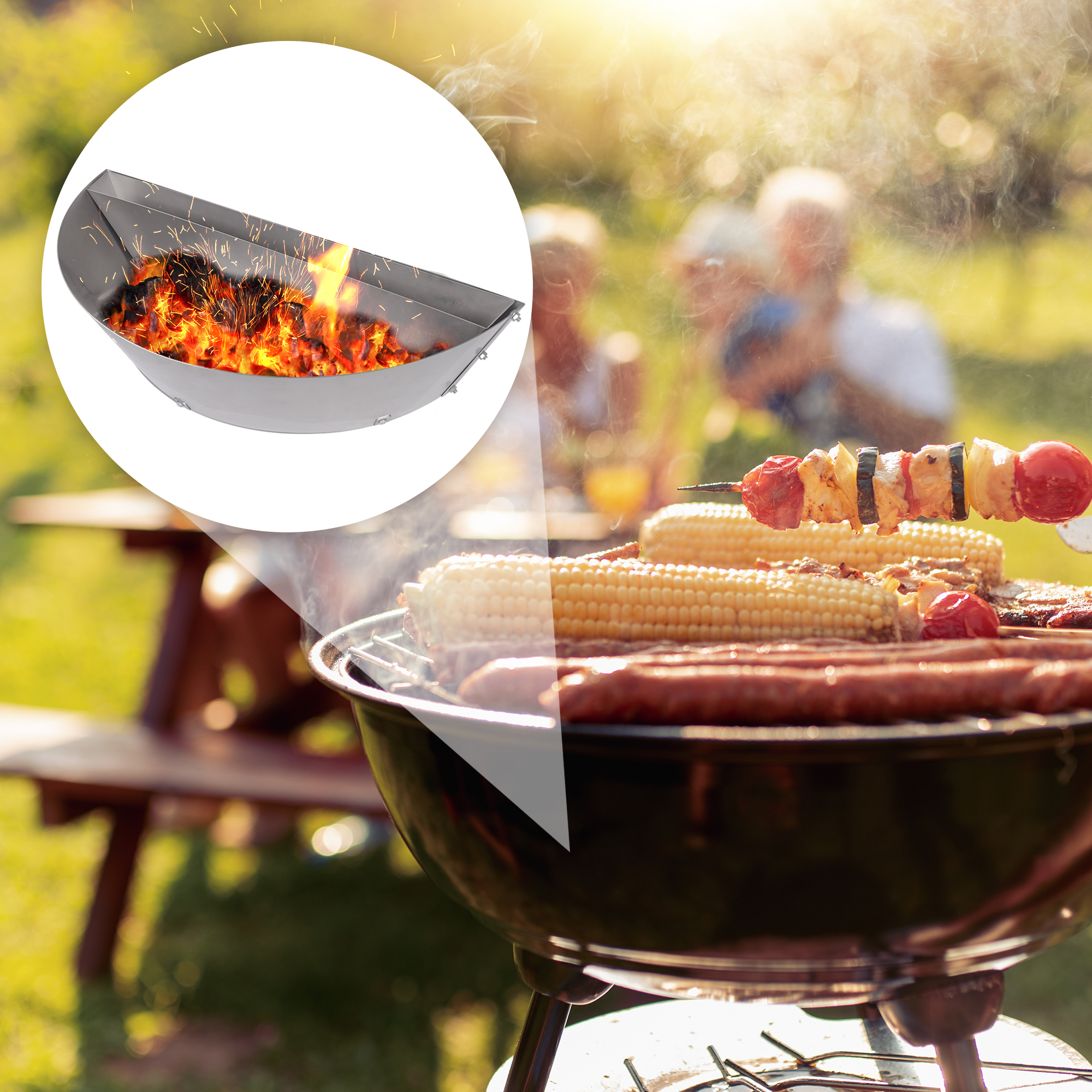 Edelstahl Brennraumteiler für 57 cm Kugelgrills