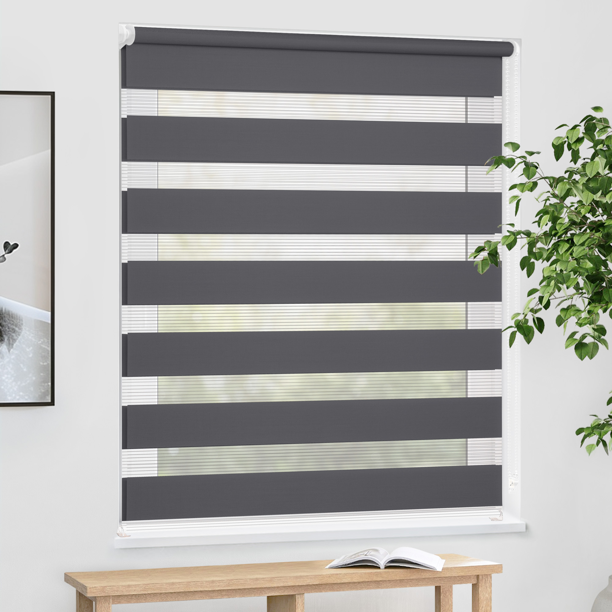 Zevra Doppelrollo / Duo Rollo | 140 x 160 cm, dunkelgrau 