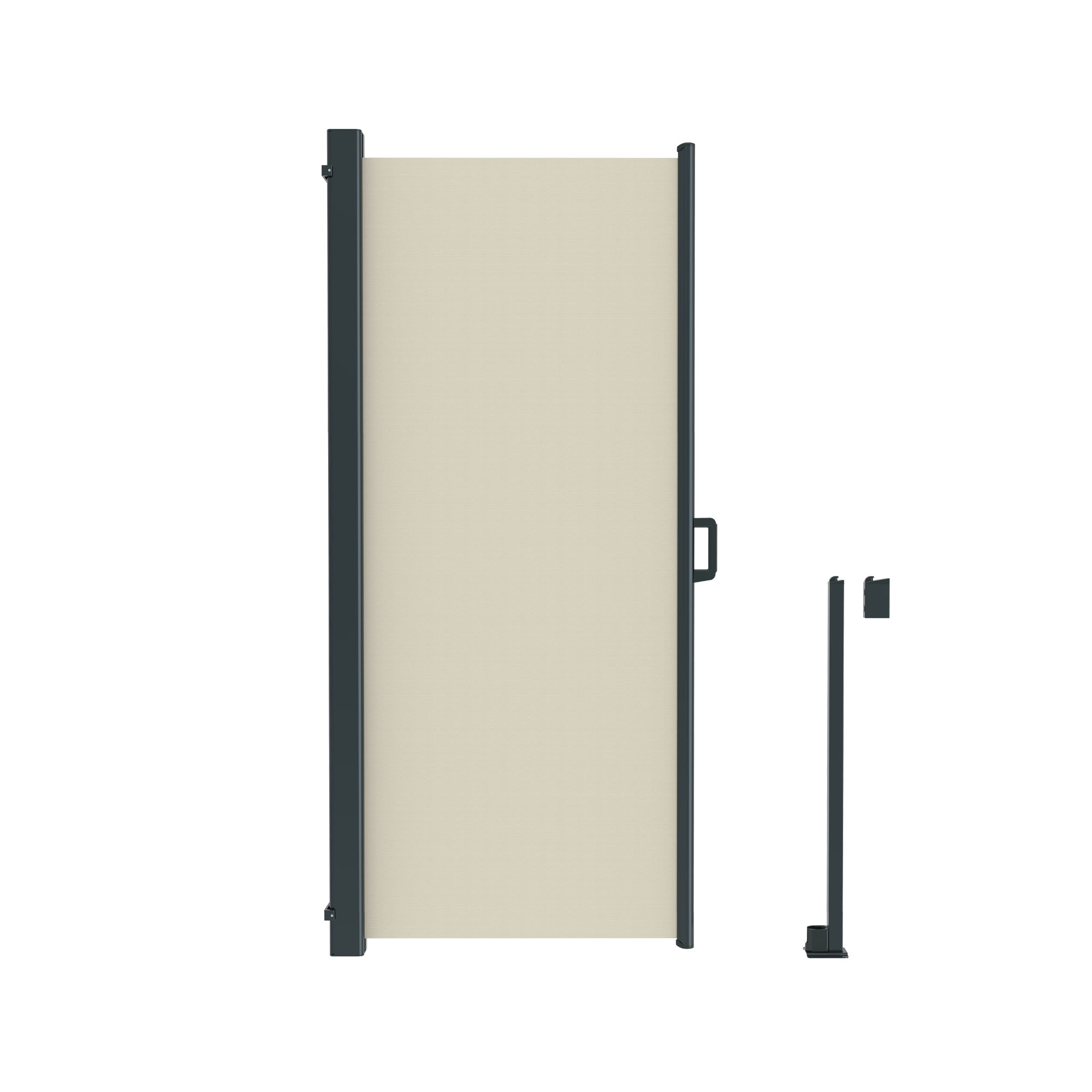 Seitenzugmarkise mit Griff und Halterung, geeignet für Sicht- und Sonnenschutz