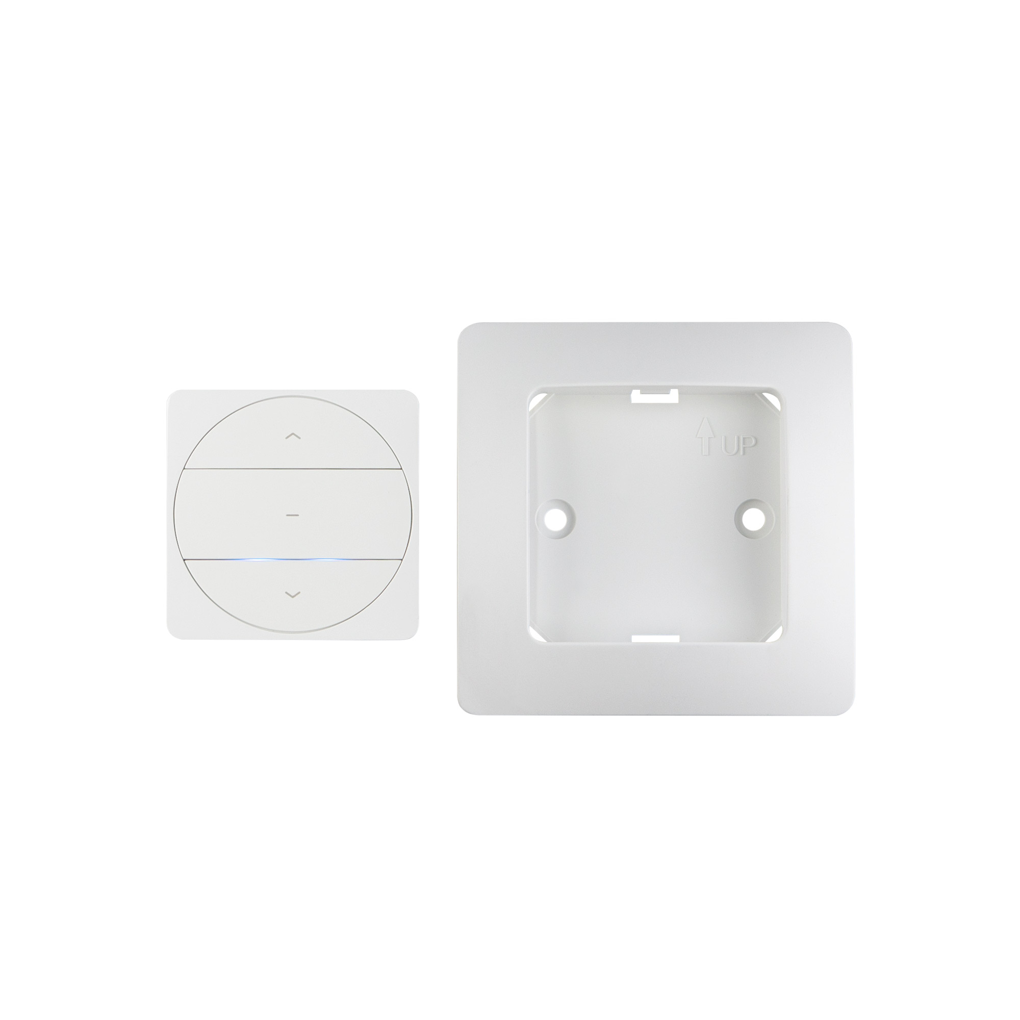 slider_image_019256c6a8227b028209f4384c0b1d36 Quadratischer Schalter mit zwei Tasten und passendem Montagerahmen