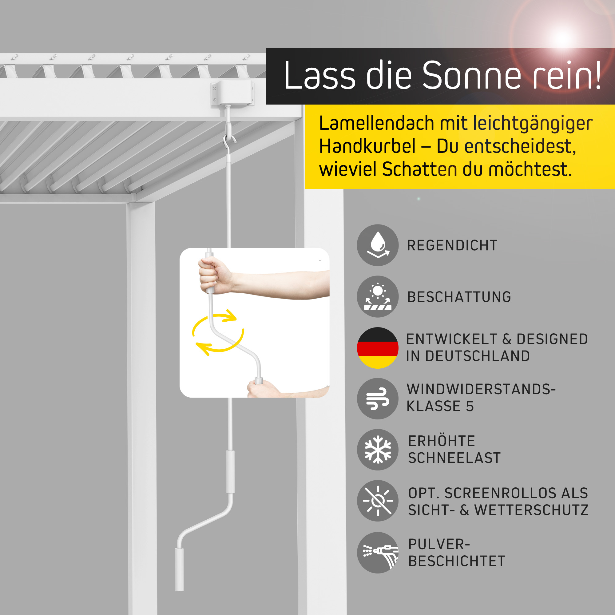 slider_image_019209cb16157513af831062b56774ea Pergola mit Lamellendach und Handkurbel zur flexiblen Beschattung und Wetterschutz