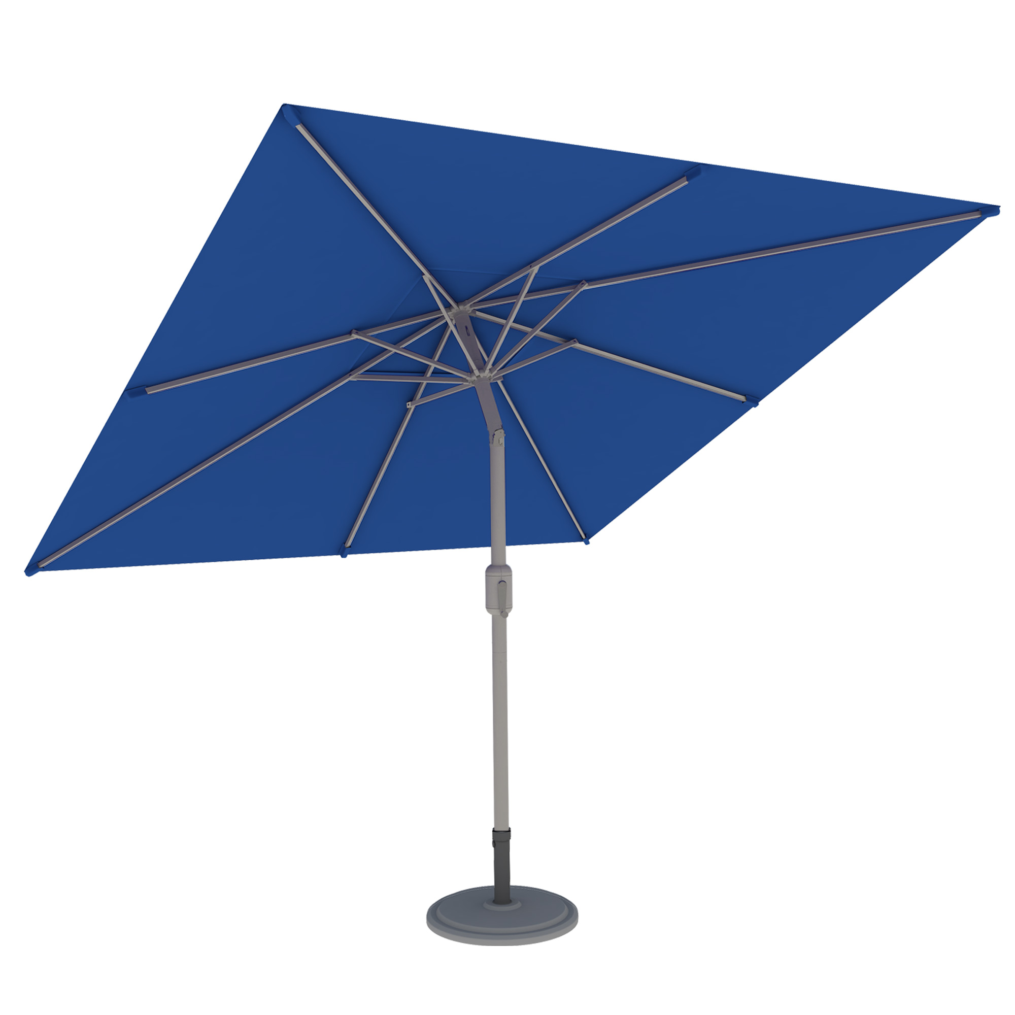 Quadratischer Sonnenschirm mit stabilem Standfuß und verstellbarem Gestell