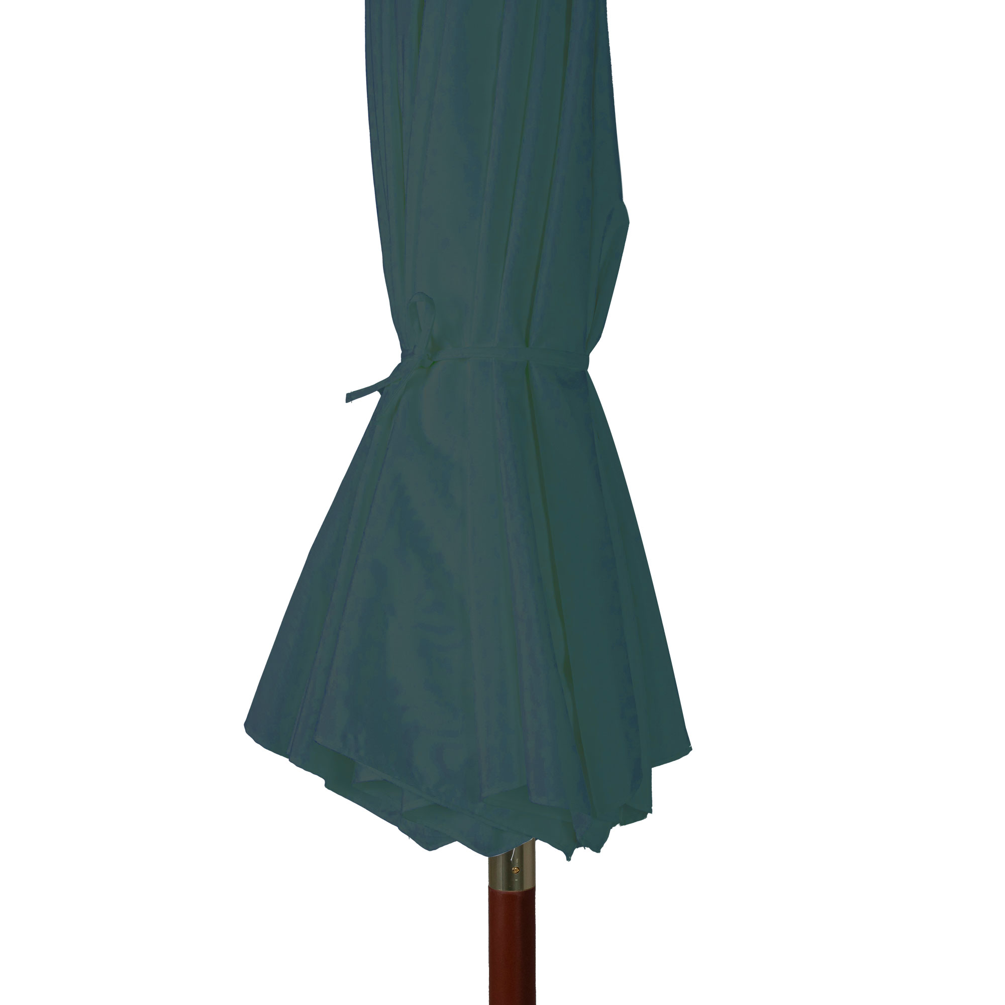 Zusammengefaltete Bespannung für knickbaren Holz-Sonnenschirm