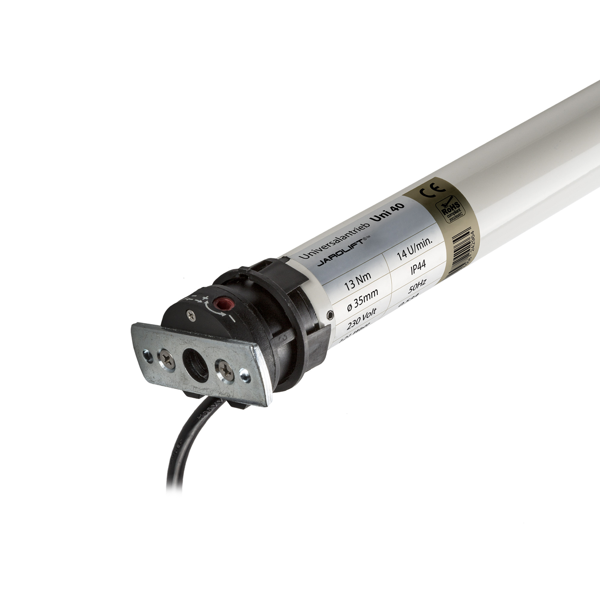 Rollladenmotor Universal mit Kabel und Befestigungsplatte für automatisierte Rollladensteuerung