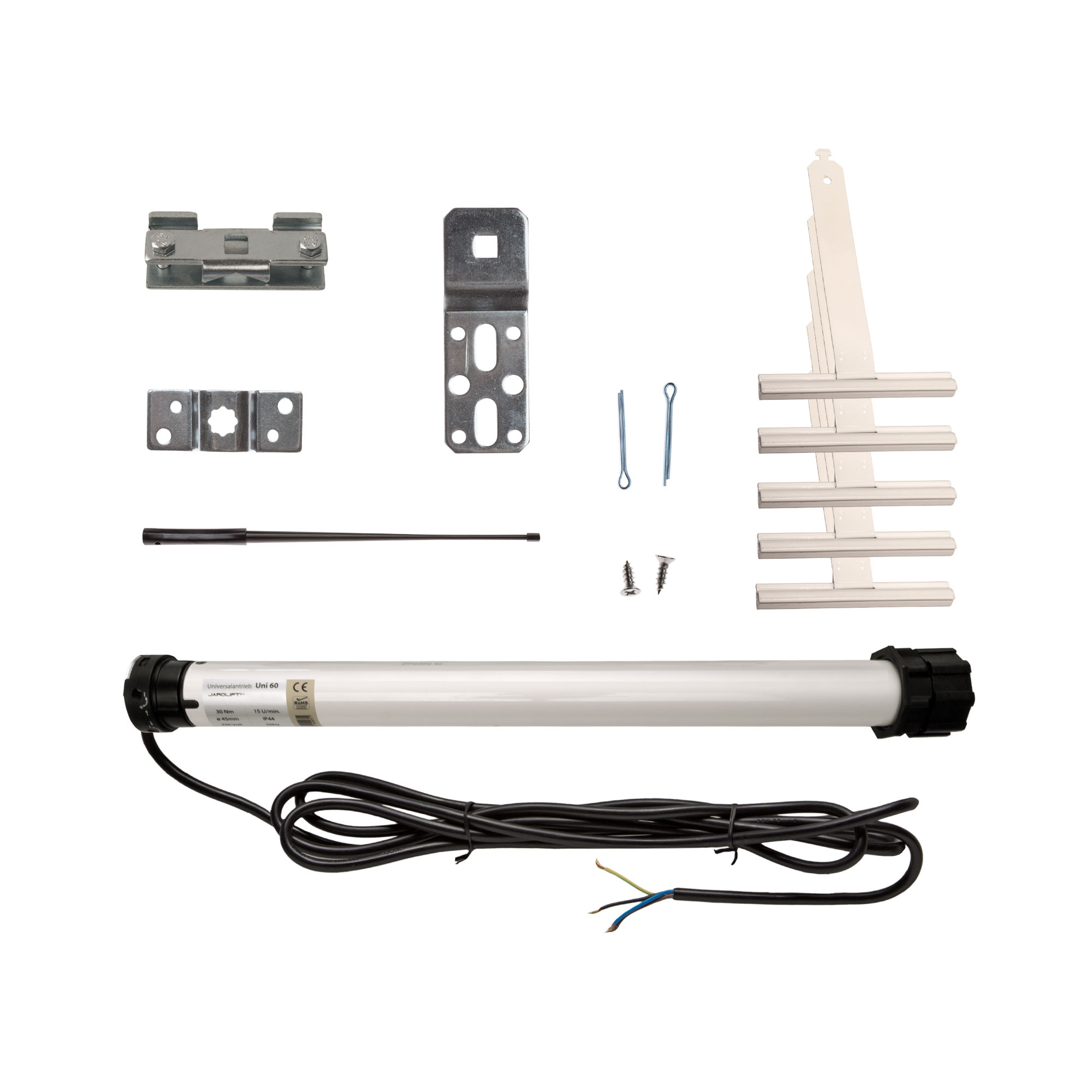 slider_image_019257851eb871eda8703af4c617aafa Teile eines Rollladenmotors mit Kabel, Halterungen und Befestigungselementen