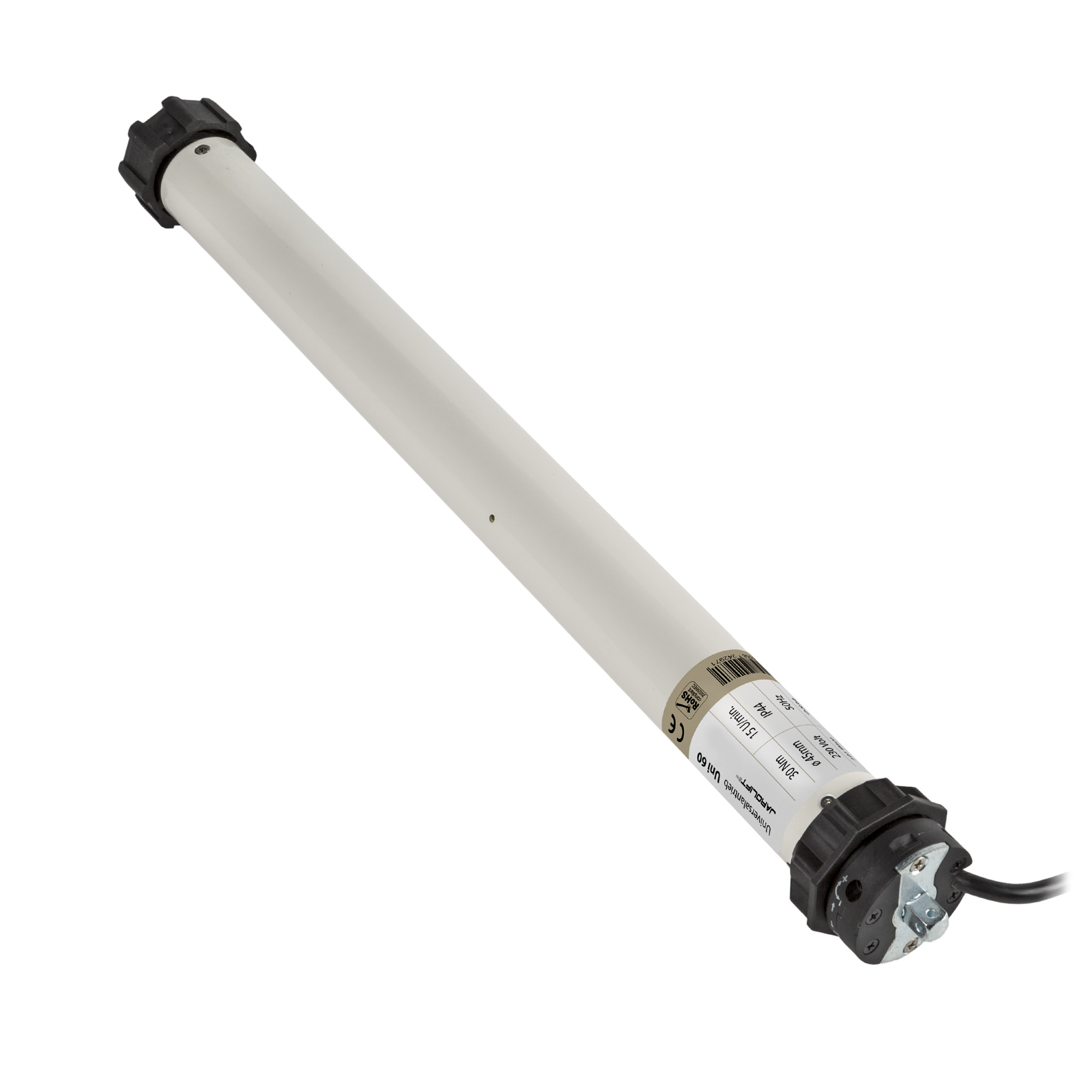 Rollladenmotor mit Steuerung und Kabel für automatisierte Rollladenbedienung