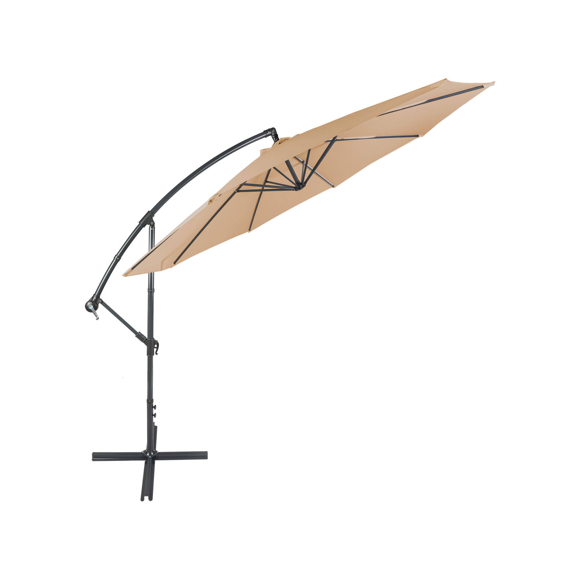 slider_image_01922e91115574a9b20b6209a24478c6 Freistehender Ampelschirm mit gebogenem Gestell und verstellbarem Schirmdach