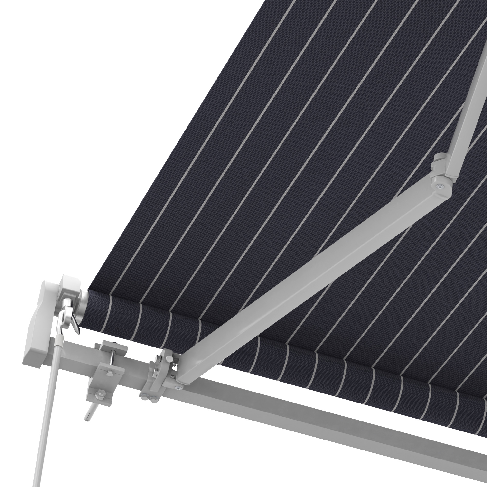 Gelenkarmmarkise Basic 2000 mit ausfahrbarem Arm und gestreiftem Tuch