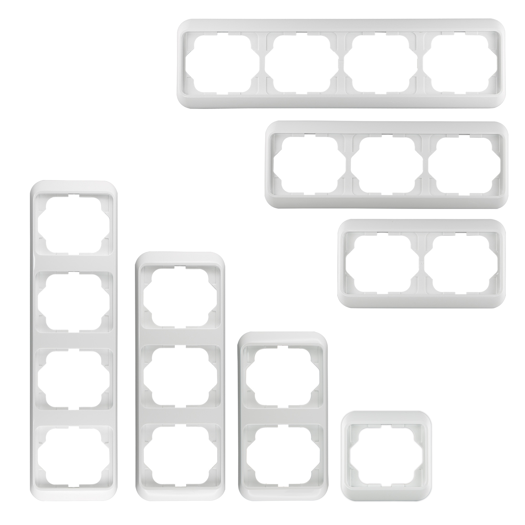 Mehrere rechteckige Rahmen für Schalter oder Steckdosen, Alpha Nea System