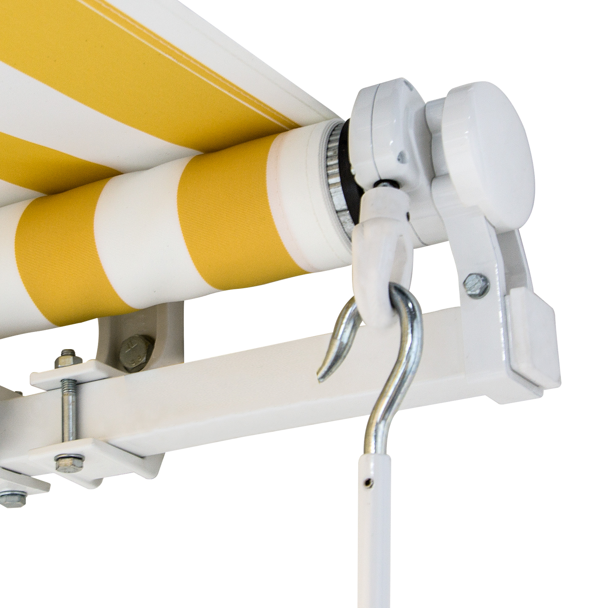 slider_image_834f20f5a2e24f26b586523a0a8197ff Markisenkurbel Eco an einer Markise befestigt, zeigt Haken und Befestigungsmechanismus