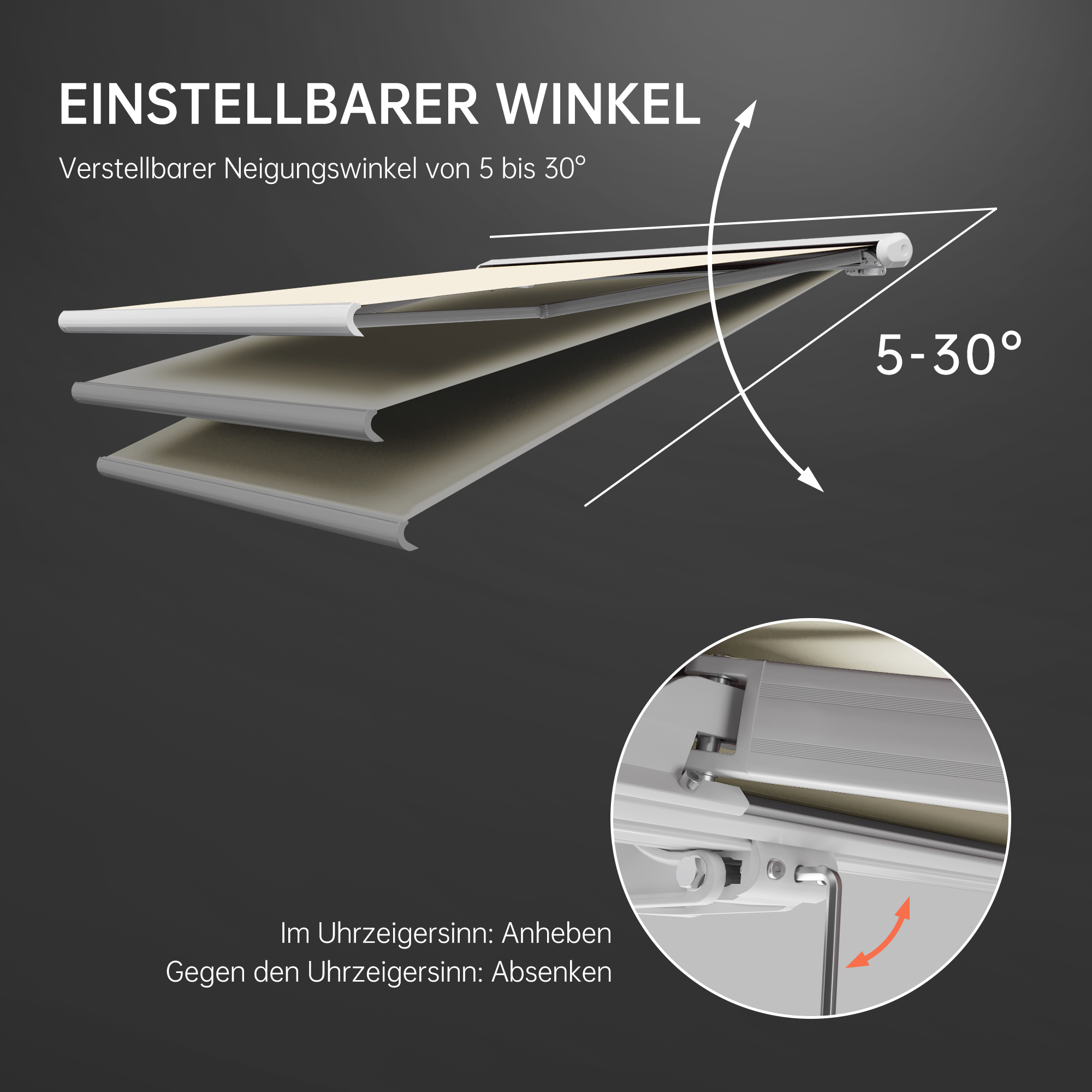 slider_image_0192906e6565749db4b85a1959b4c451 Kassettenmarkise mit verstellbarem Neigungswinkel von 5 bis 30 Grad