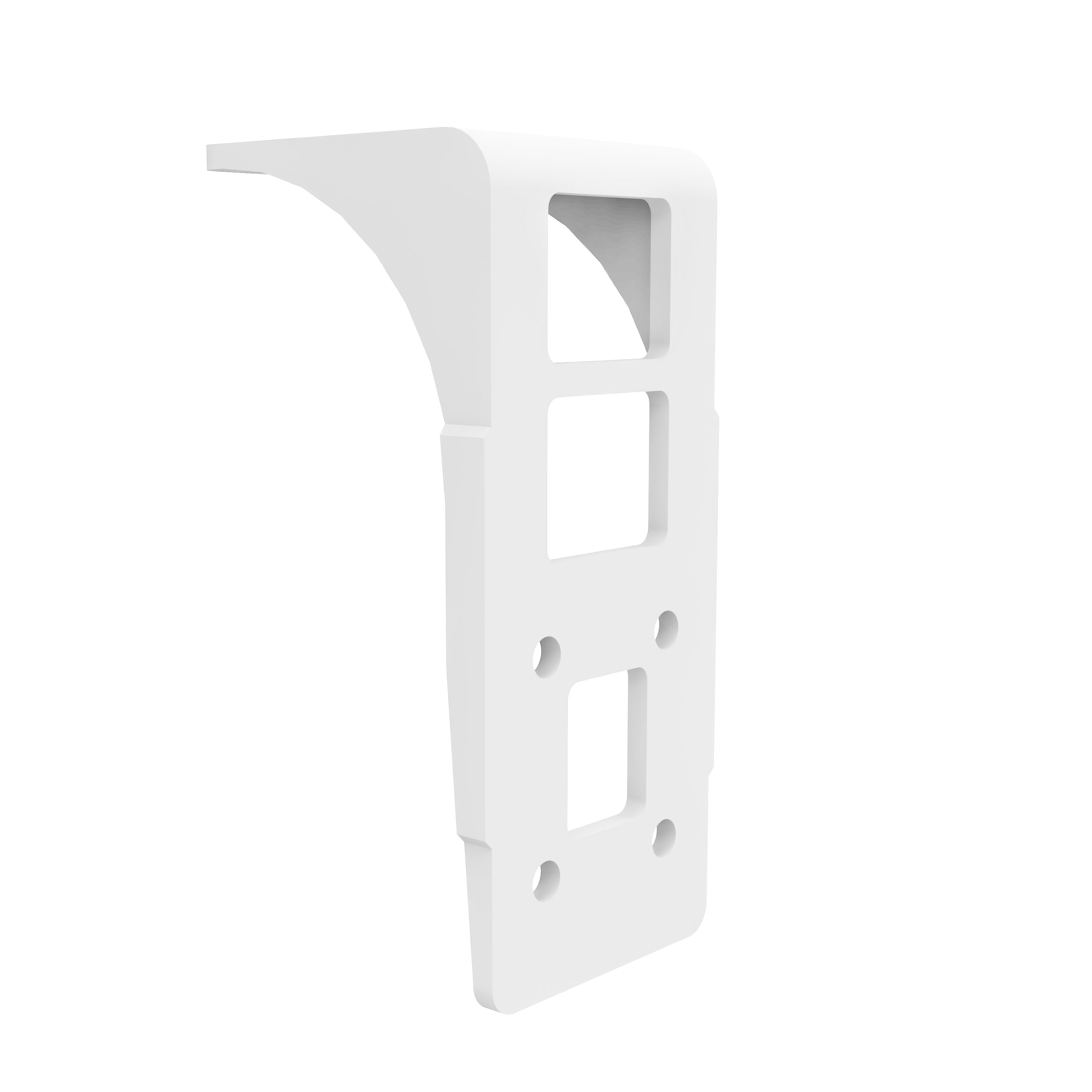 Halterung für Kassettenmarkise Quadris LED mit rechteckigen Aussparungen und Befestigungslöchern