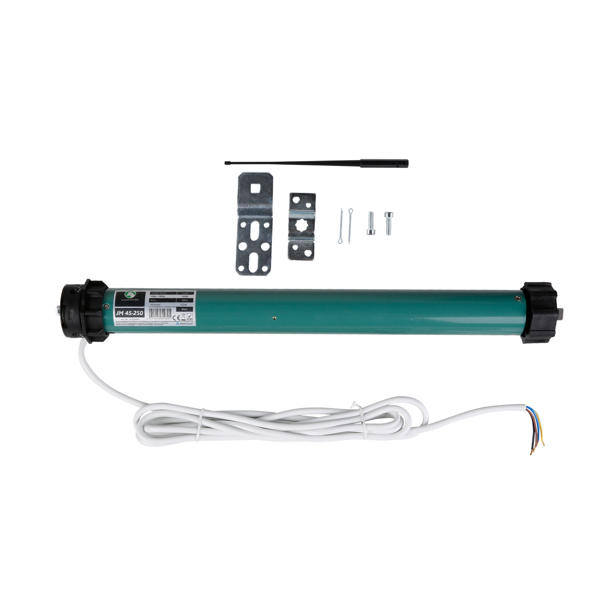 slider_image_01930bb3c1b675e5b6be808ac77b5af6 Rollladenmotor mit Zubehörteilen wie Halterungen, Schrauben und Kabel für Montage und Betrieb