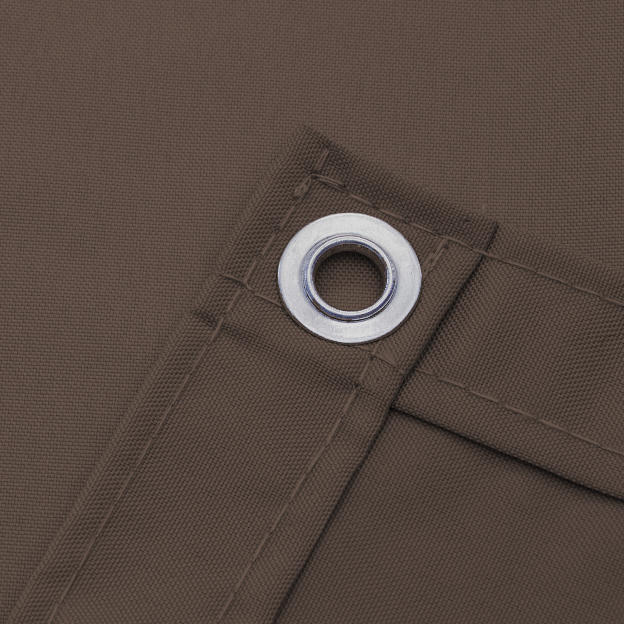 Nahaufnahme einer Balkonbespannung aus wasserdichtem Polyester mit Öse zur Befestigung
