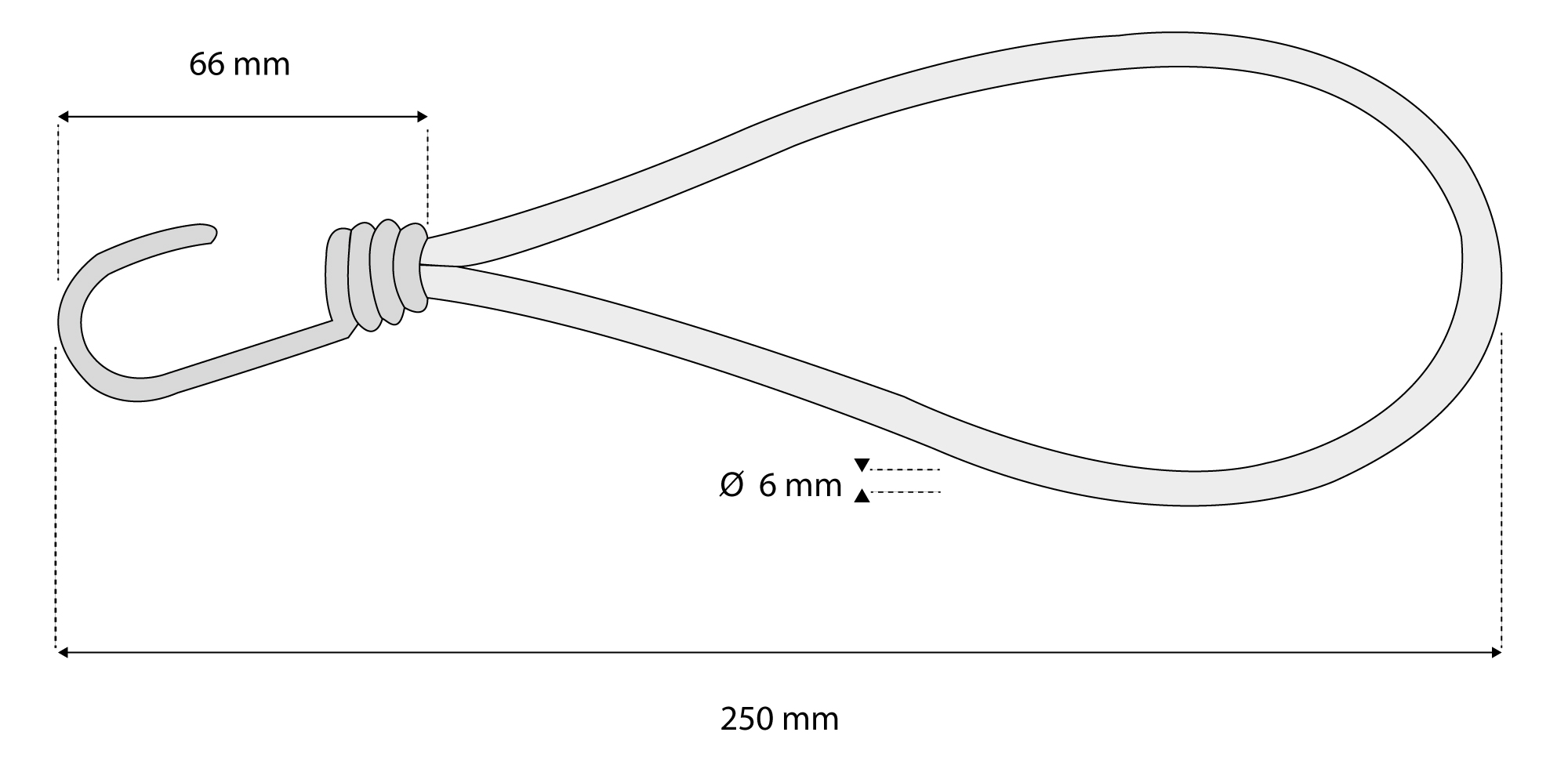 Expanderschlinge mit Spiralhaken, elastische Schlaufe und Haken zur Befestigung