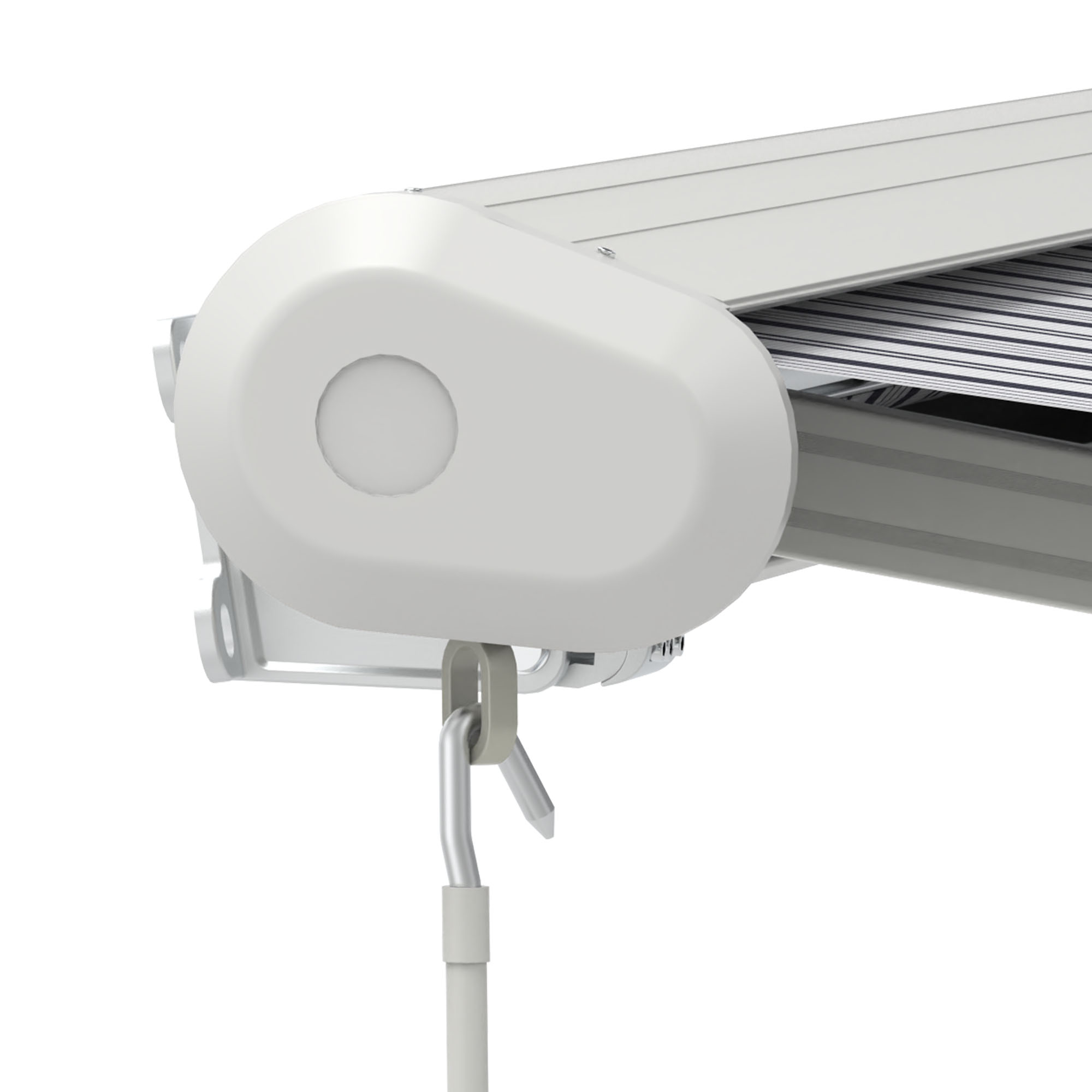 Kassettenmarkise Curve 2000 mit geschlossener Kassette und Kurbelmechanismus