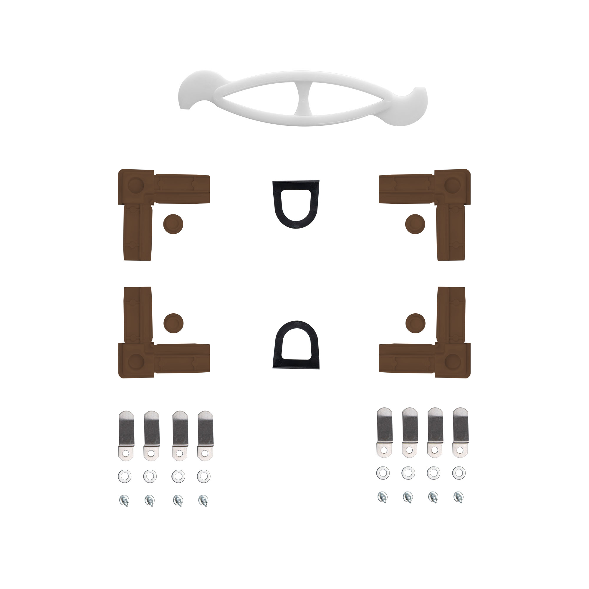 Ersatzteil-Set für Insektenschutz-Spannrahmen mit Ecken, Griffen und Befestigungselementen