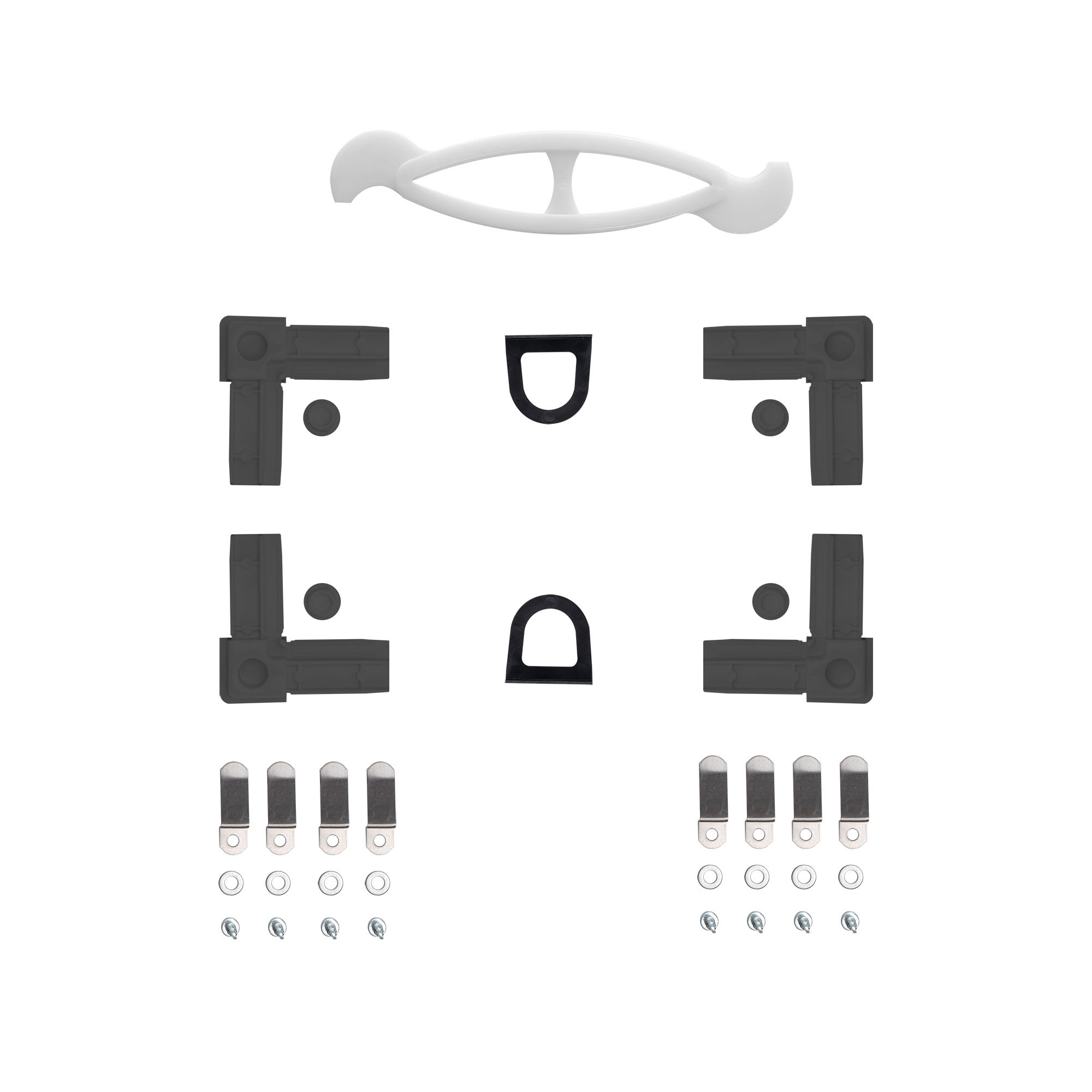 Ersatzteil-Set für Insektenschutz-Spannrahmen mit Ecken, Griffen und Befestigungselementen